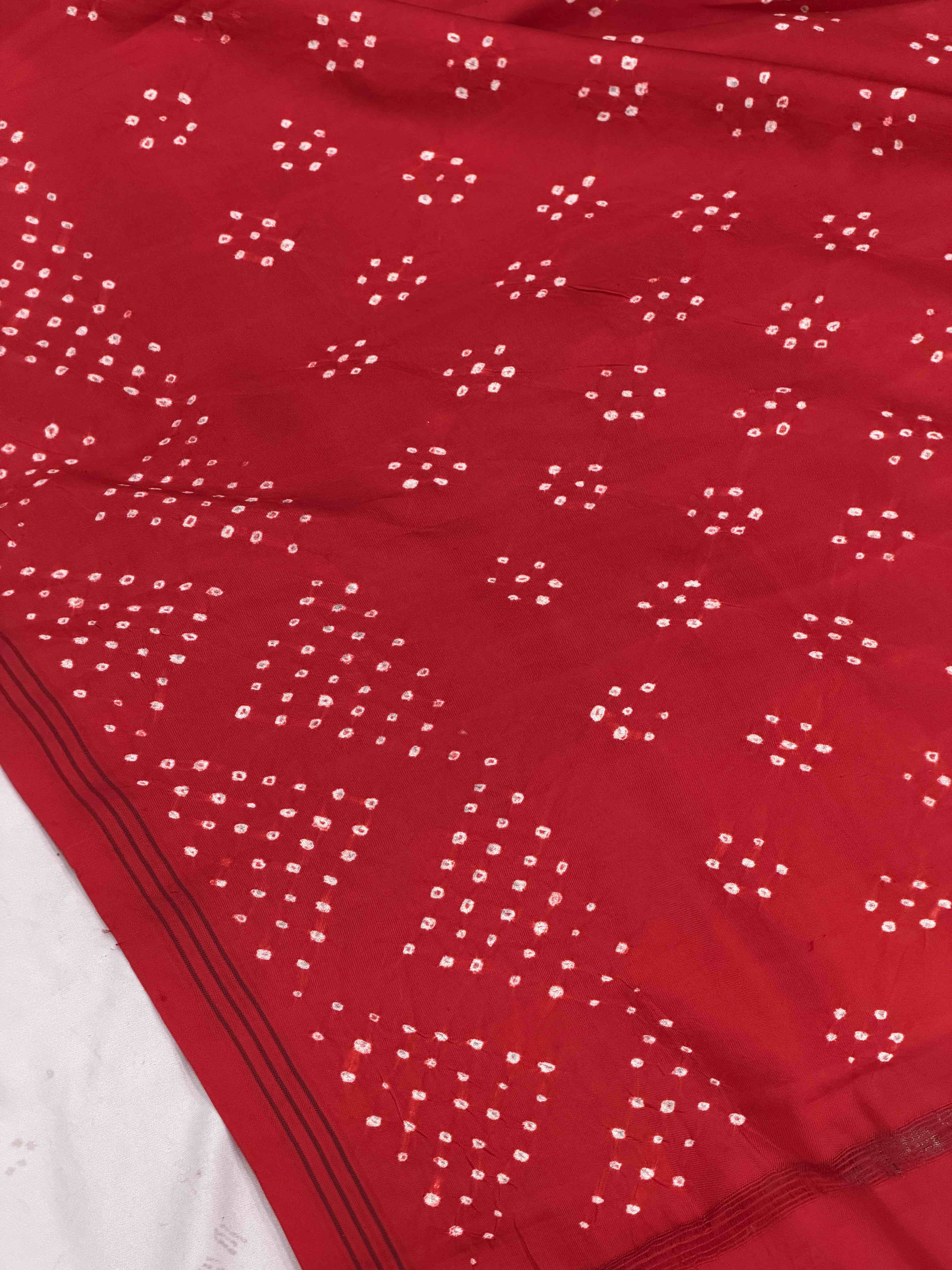 red & green semi double ikat bandhani patola saree