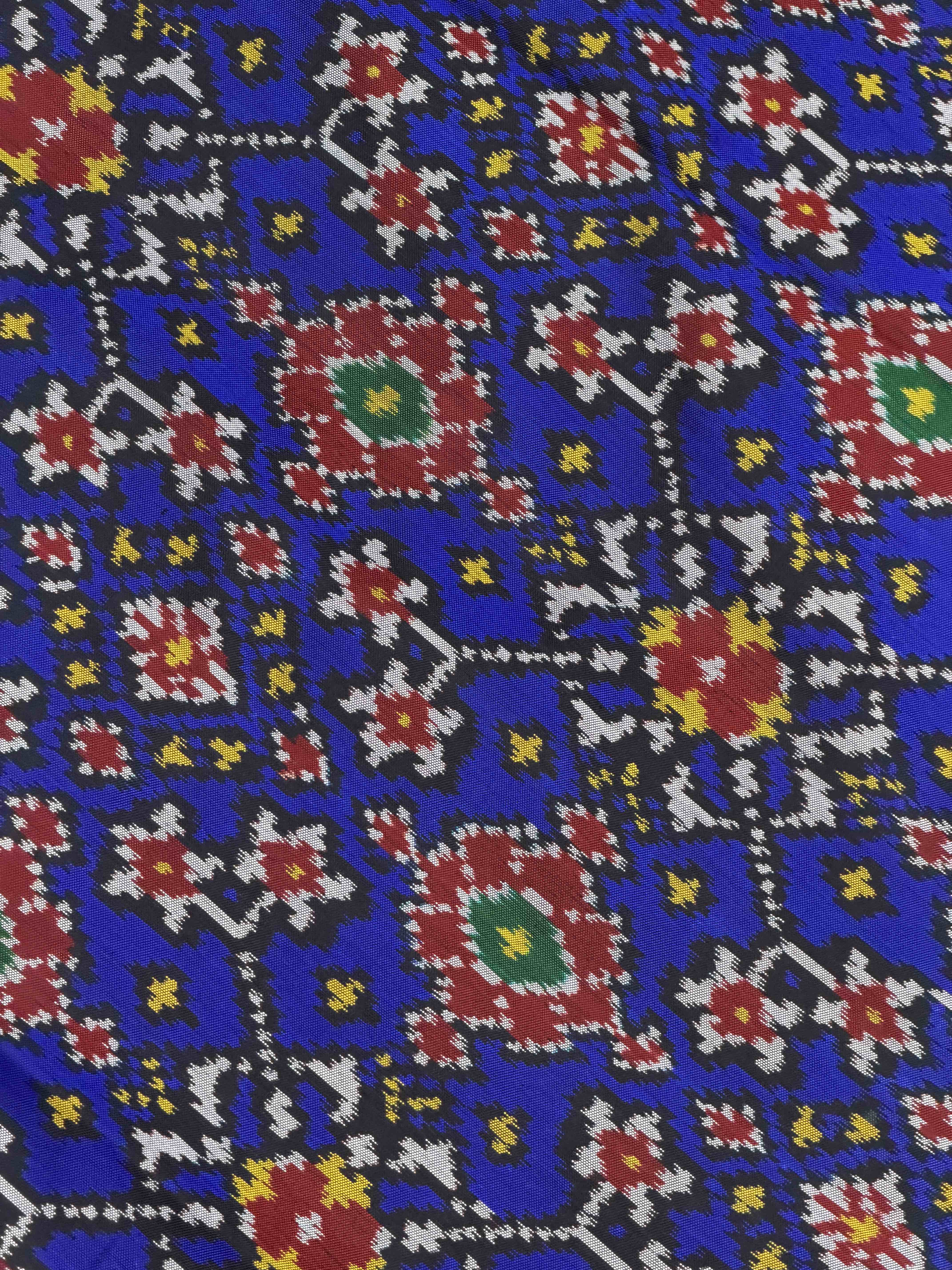 Red & Blue Navaratan Single Ikat Patola Saree
