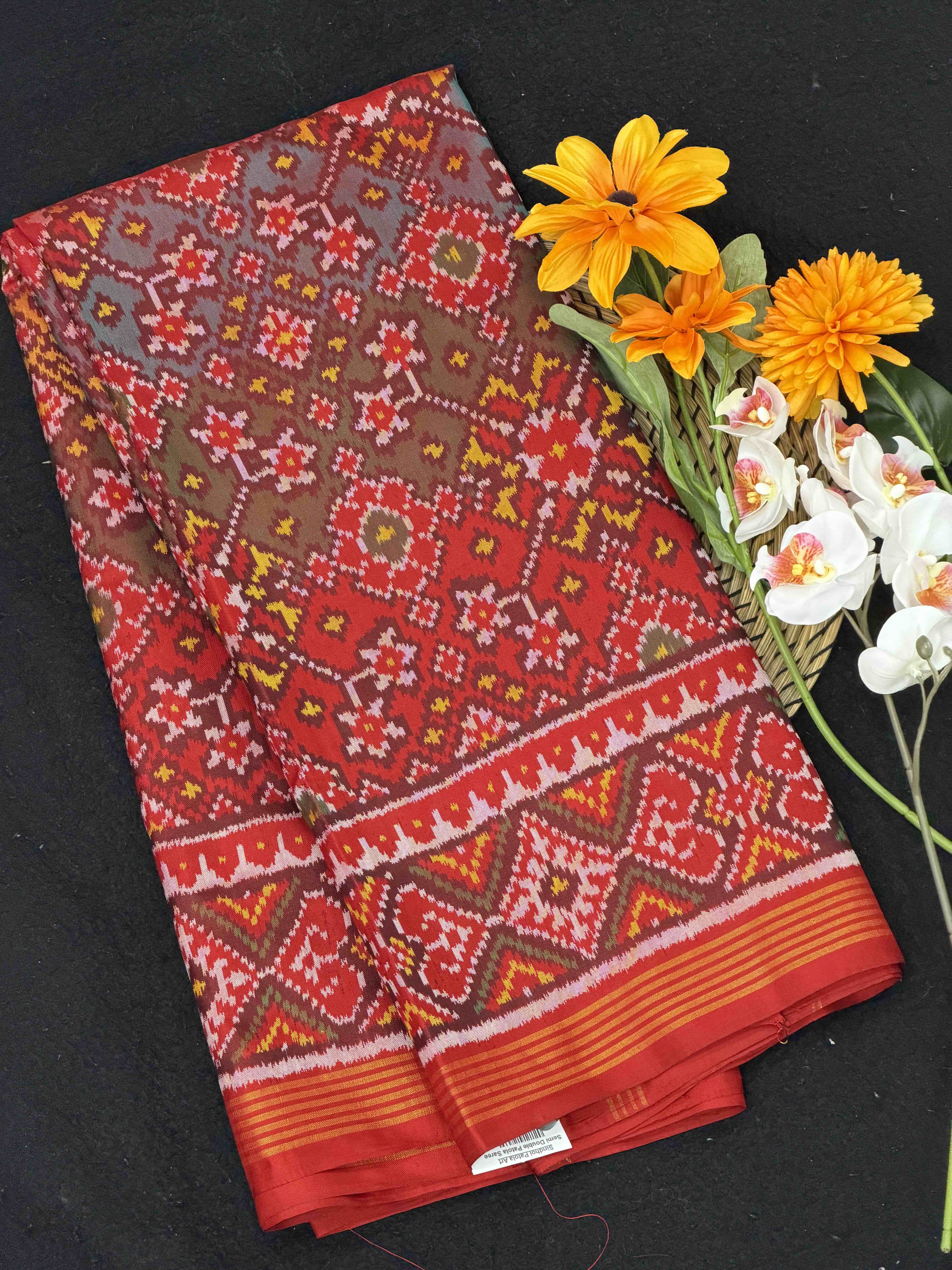 Red & Multi colour Navaratn Patola saree
