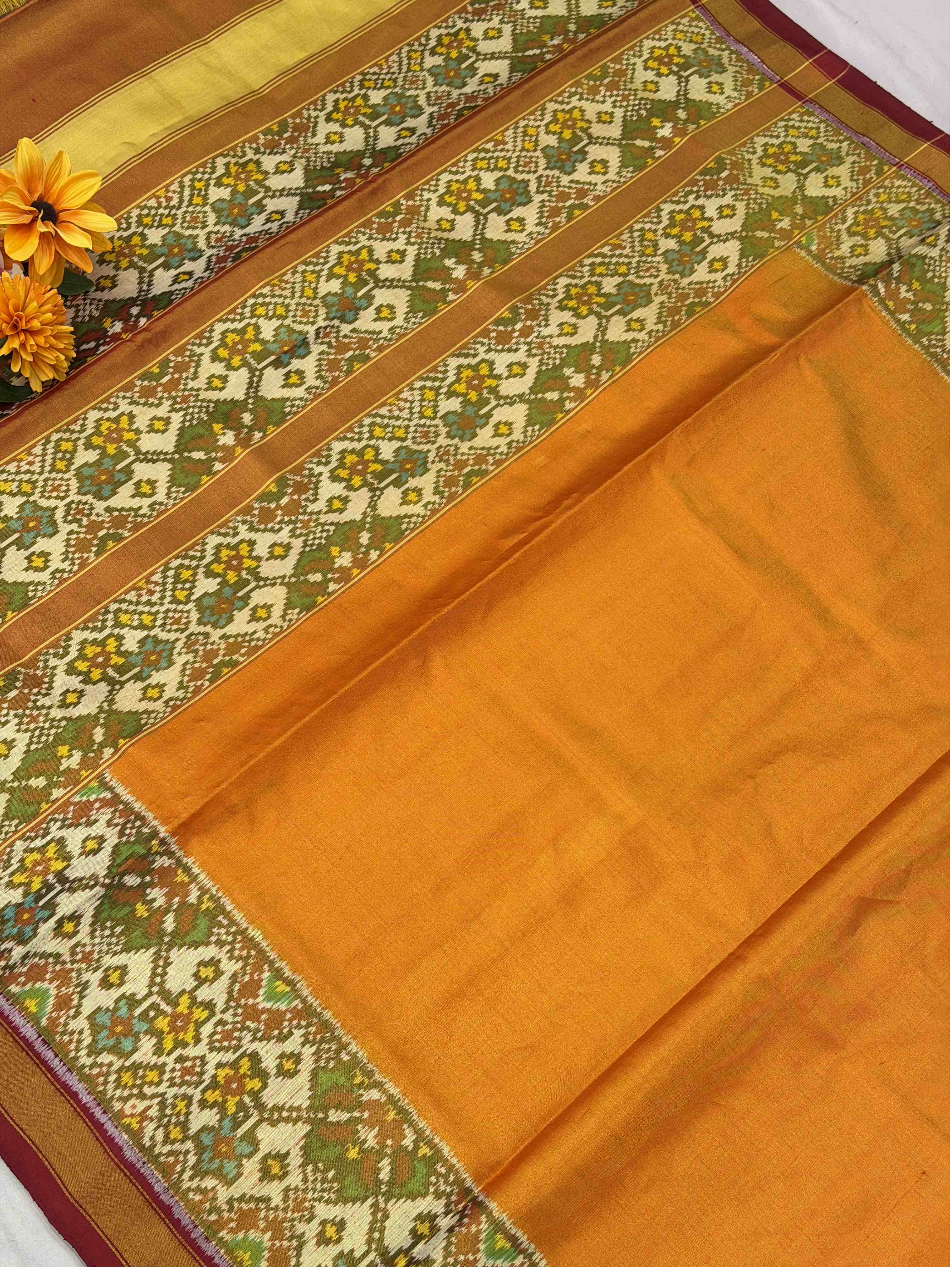 Tissue Patola saree in Plain with border
