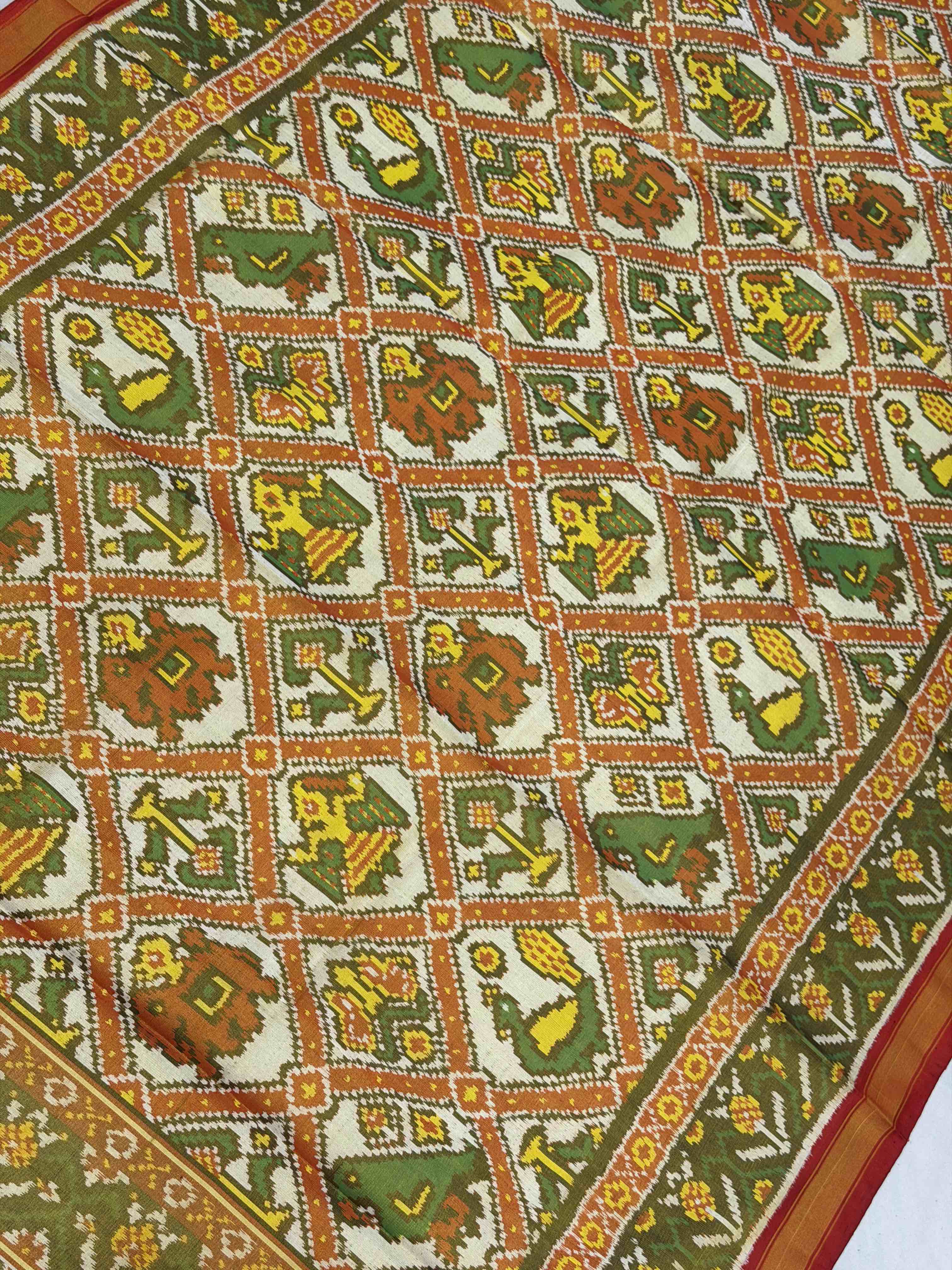 Golden White tissue patola Saree