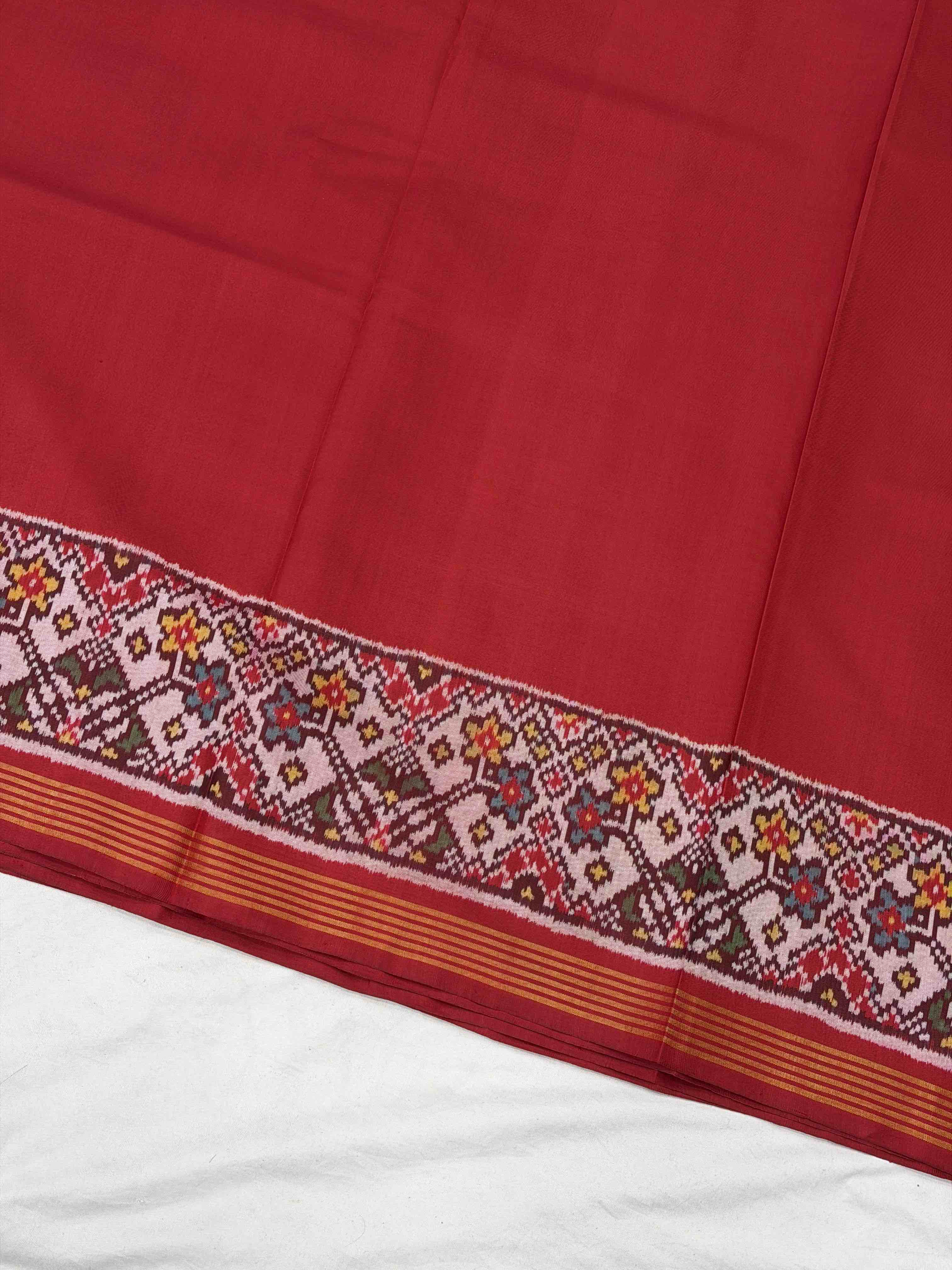 Plain Red Patola with Navaratan border pallu Blouse