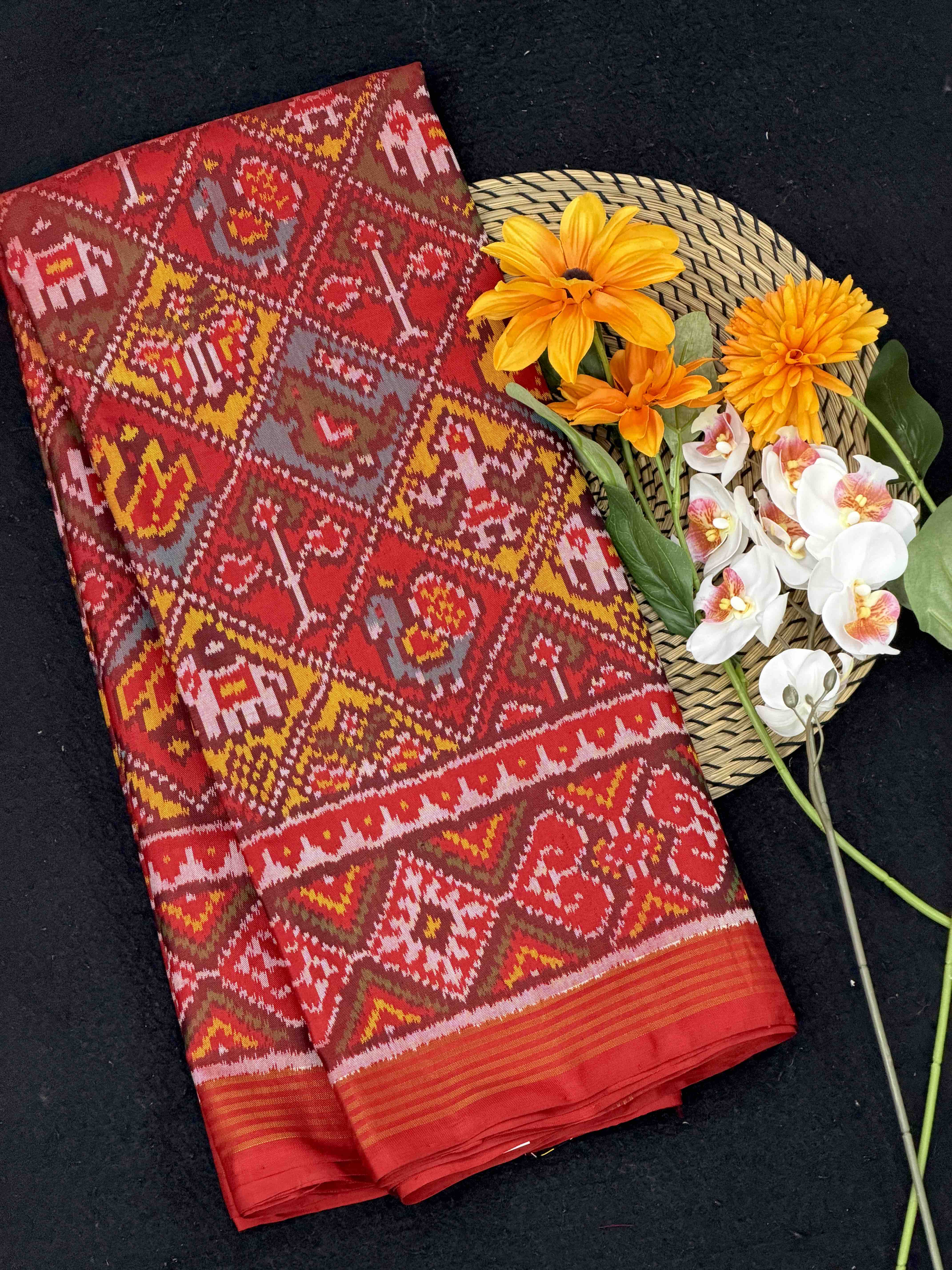 Red & Multi Narikunj Patola Saree