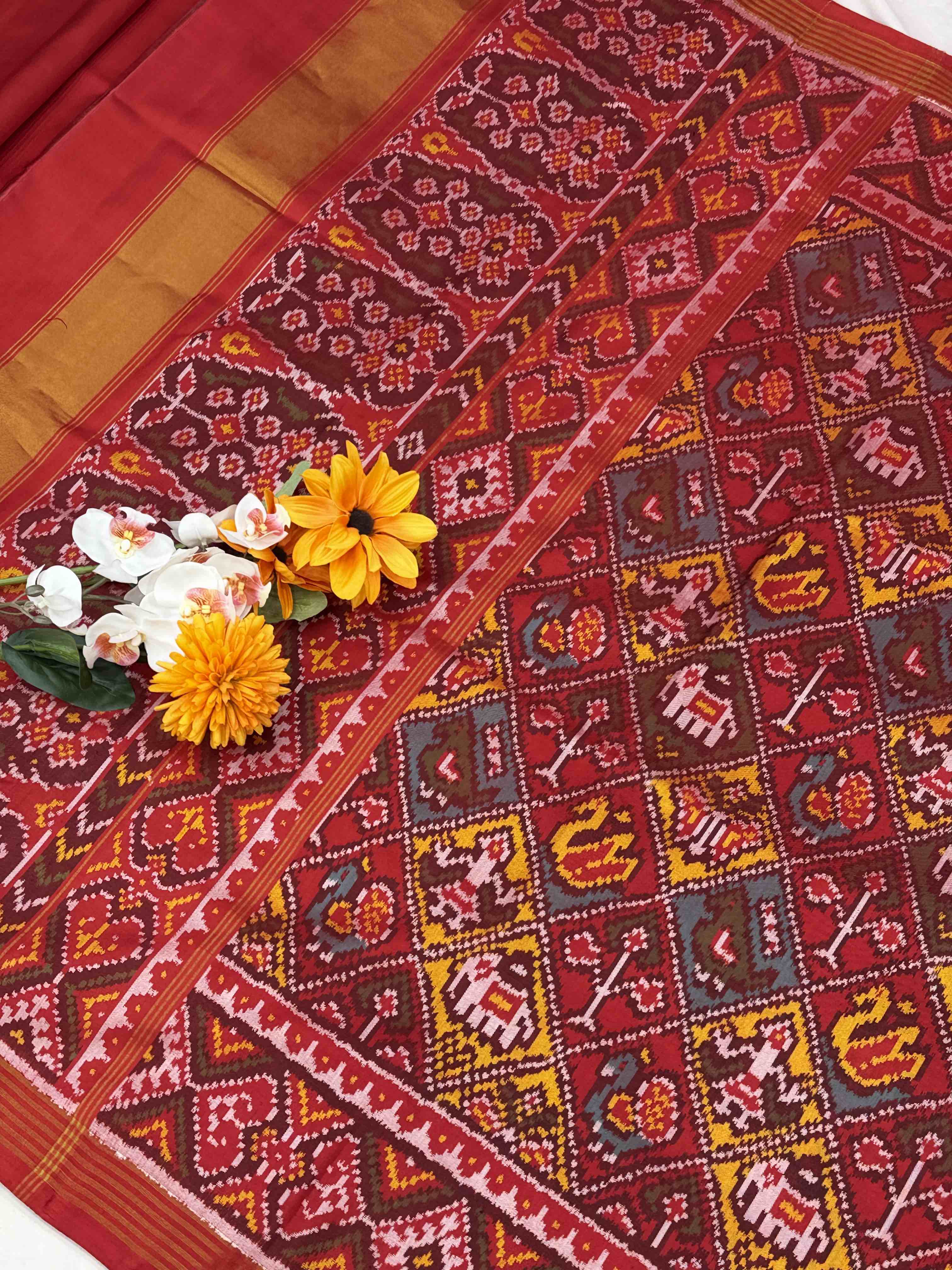 Red & Multi Narikunj Patola Saree