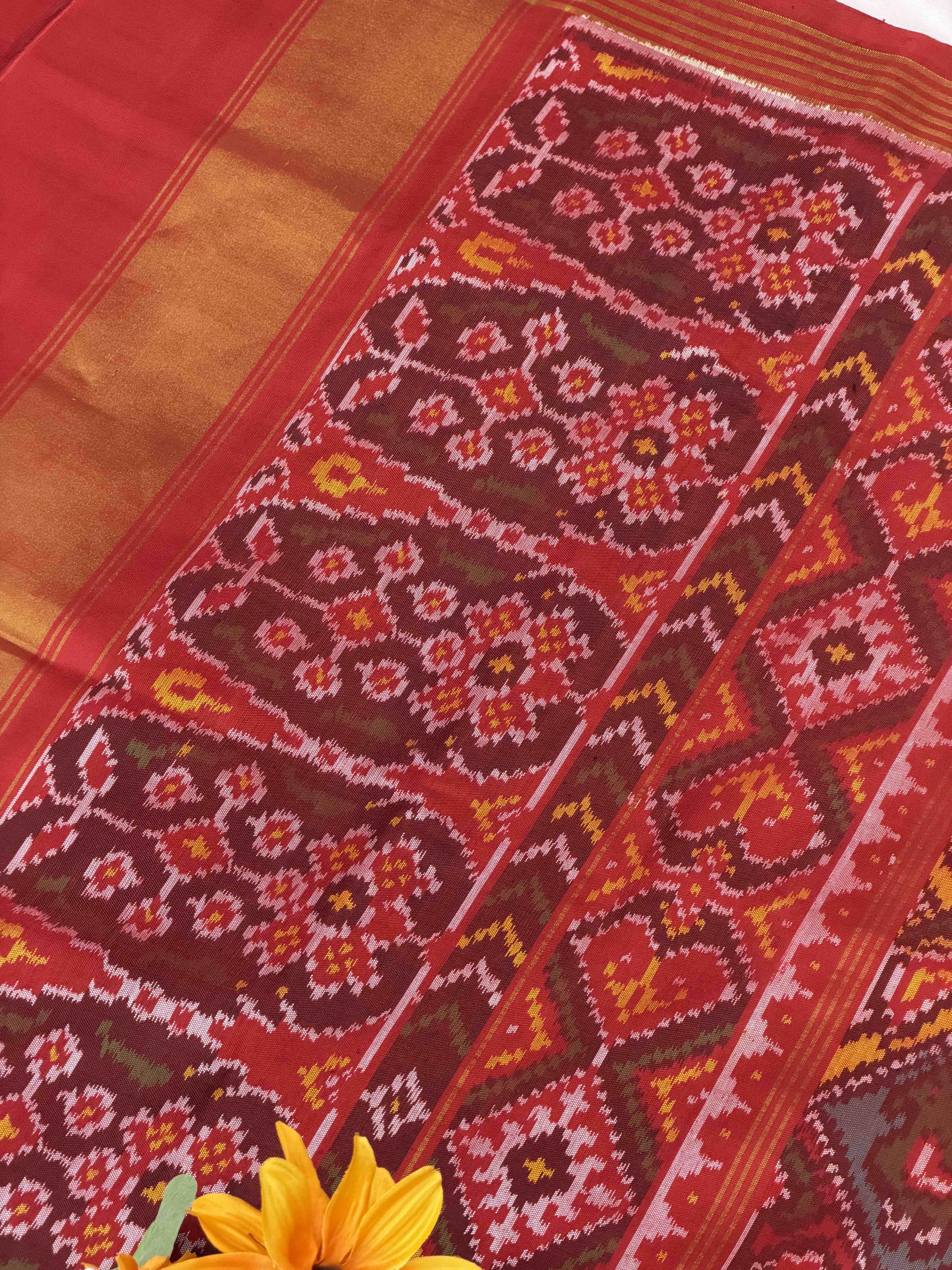 Red & Multi Narikunj Patola Saree