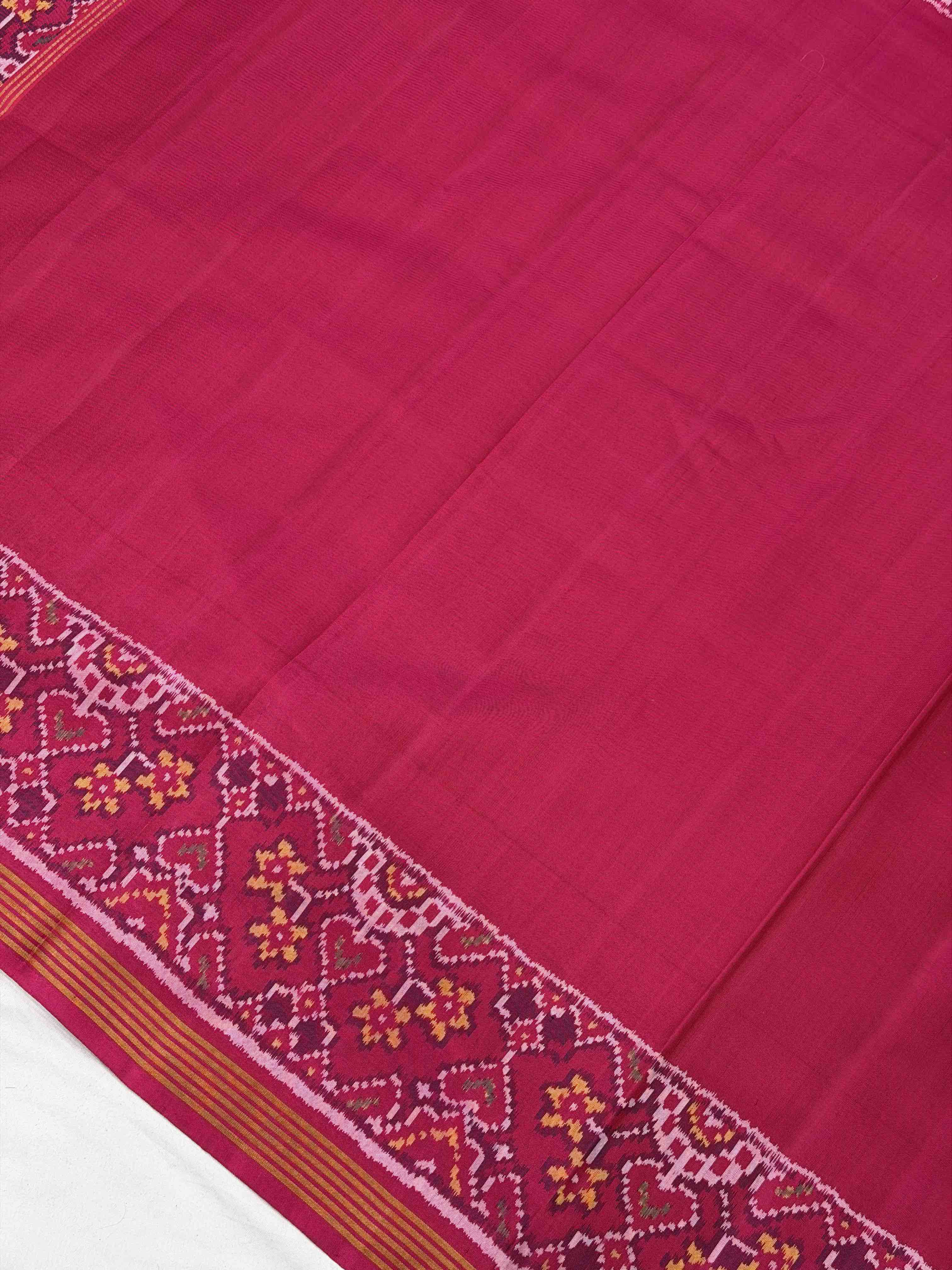 Pink plain Gala border Patola in Manekchawk border pallu & Blouse