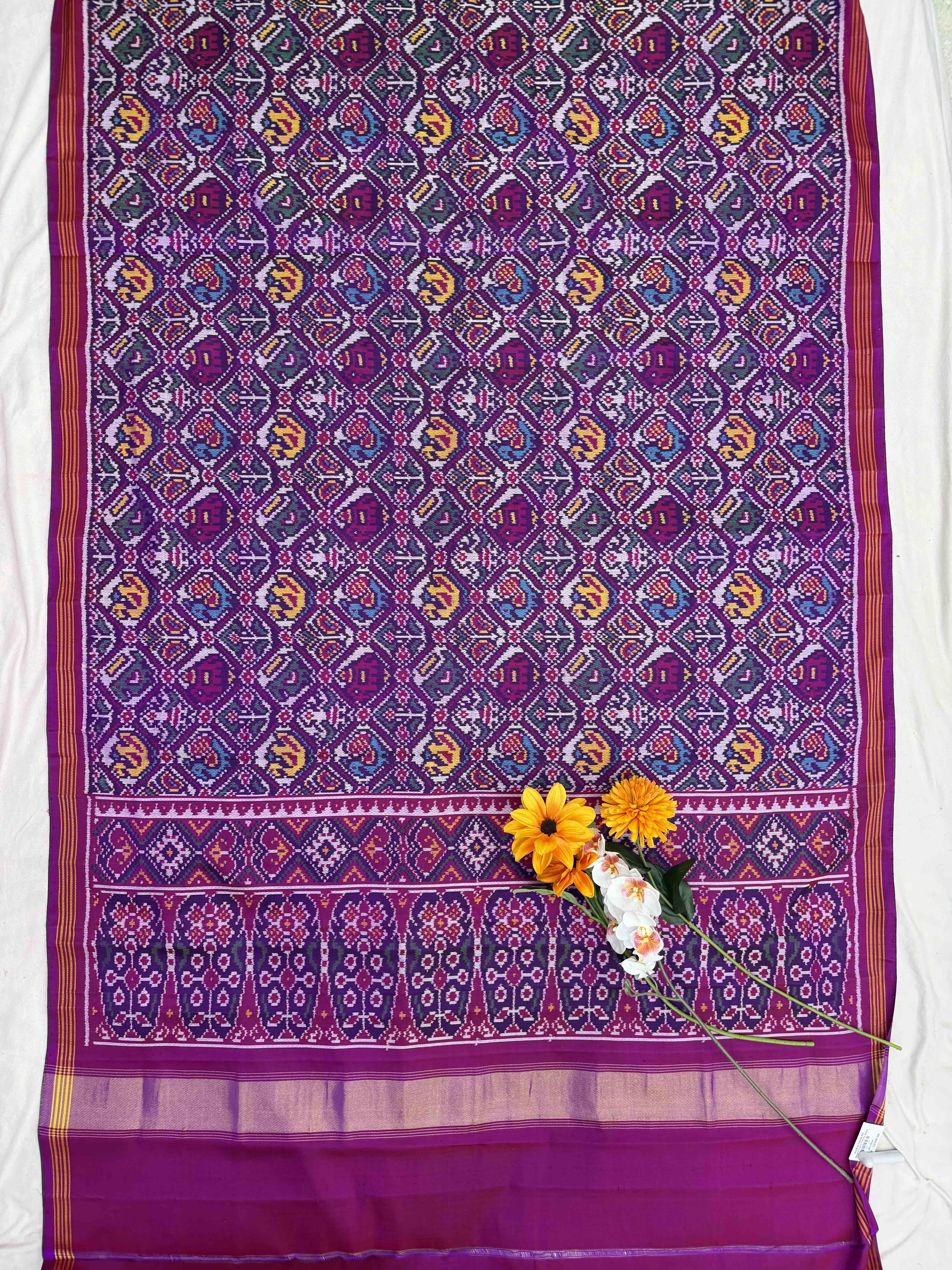 Purple & Purplish white Narikunj Patola