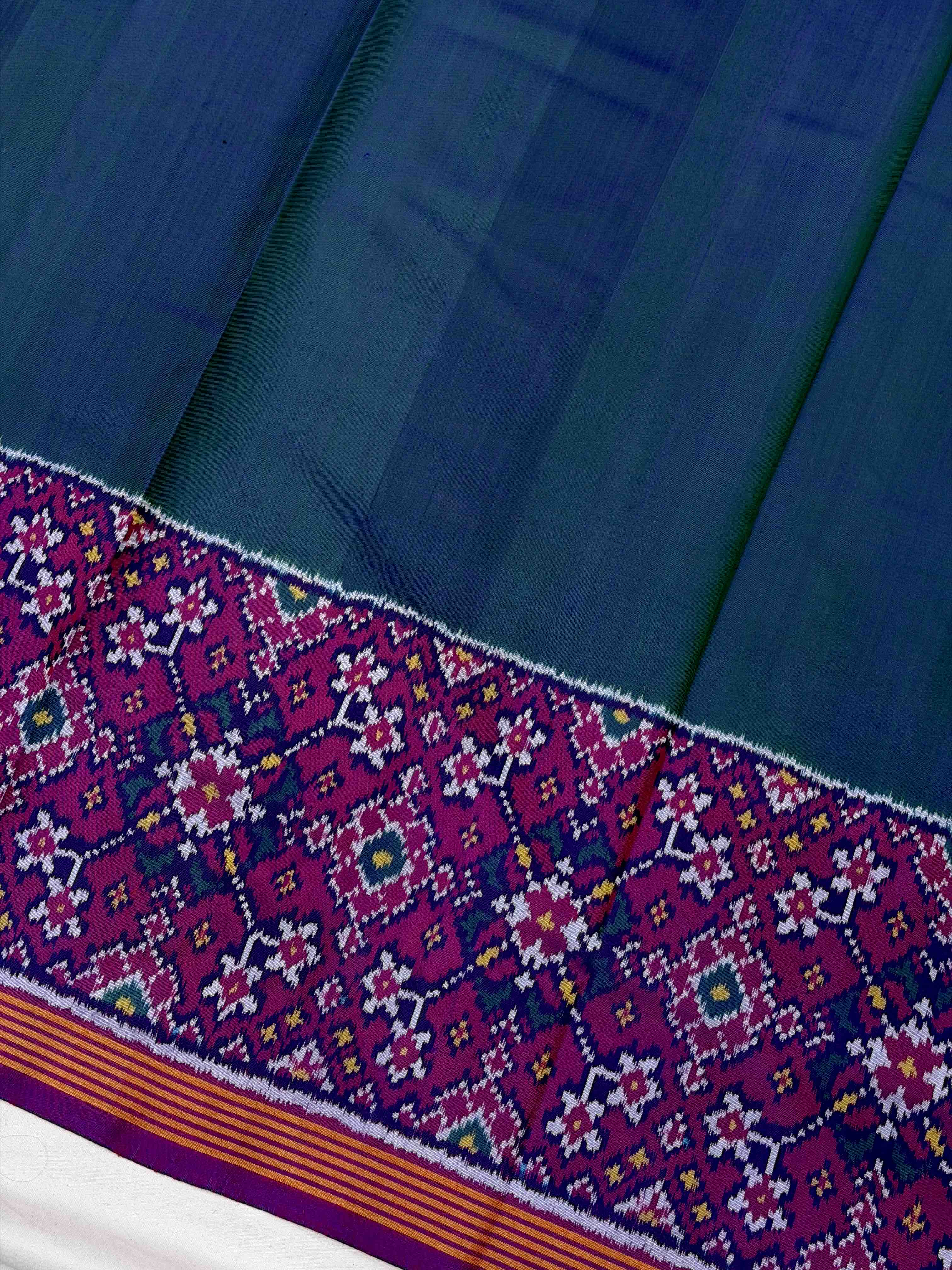 Purple & Sea Green skirt border Patola Saree