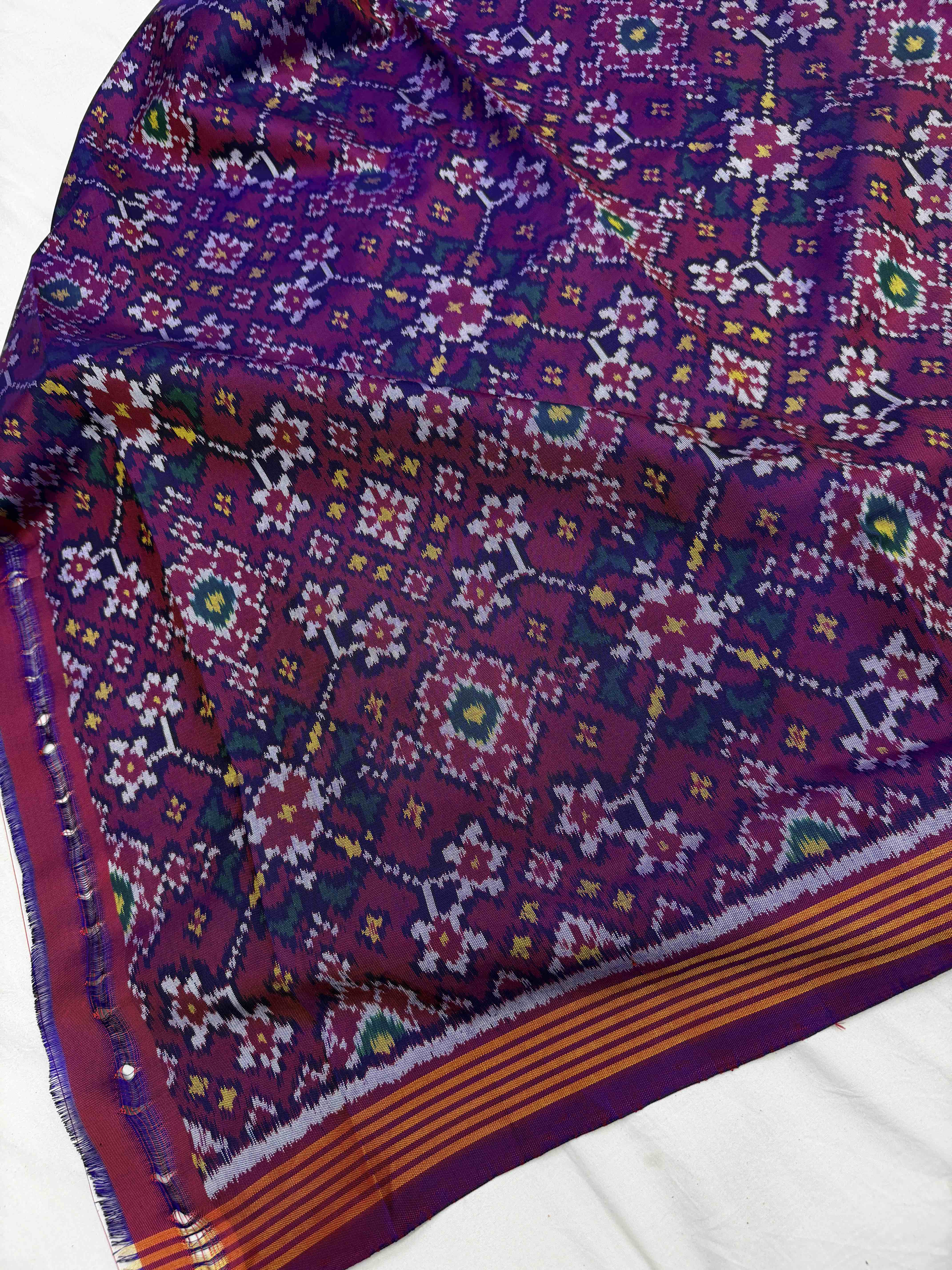 Purple & Sea Green skirt border Patola Saree