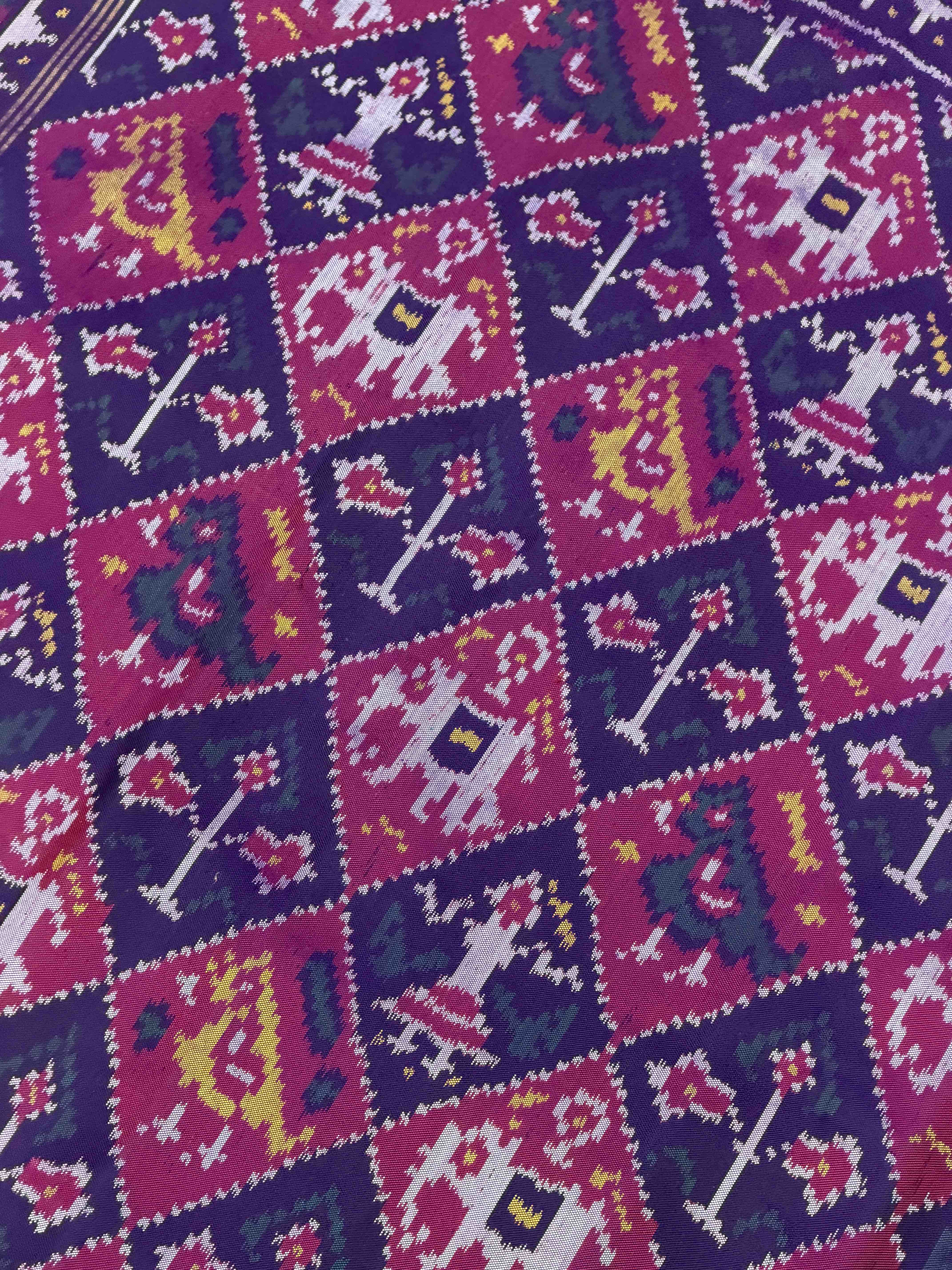 Purple Narikunj Patola Saree in single ikat