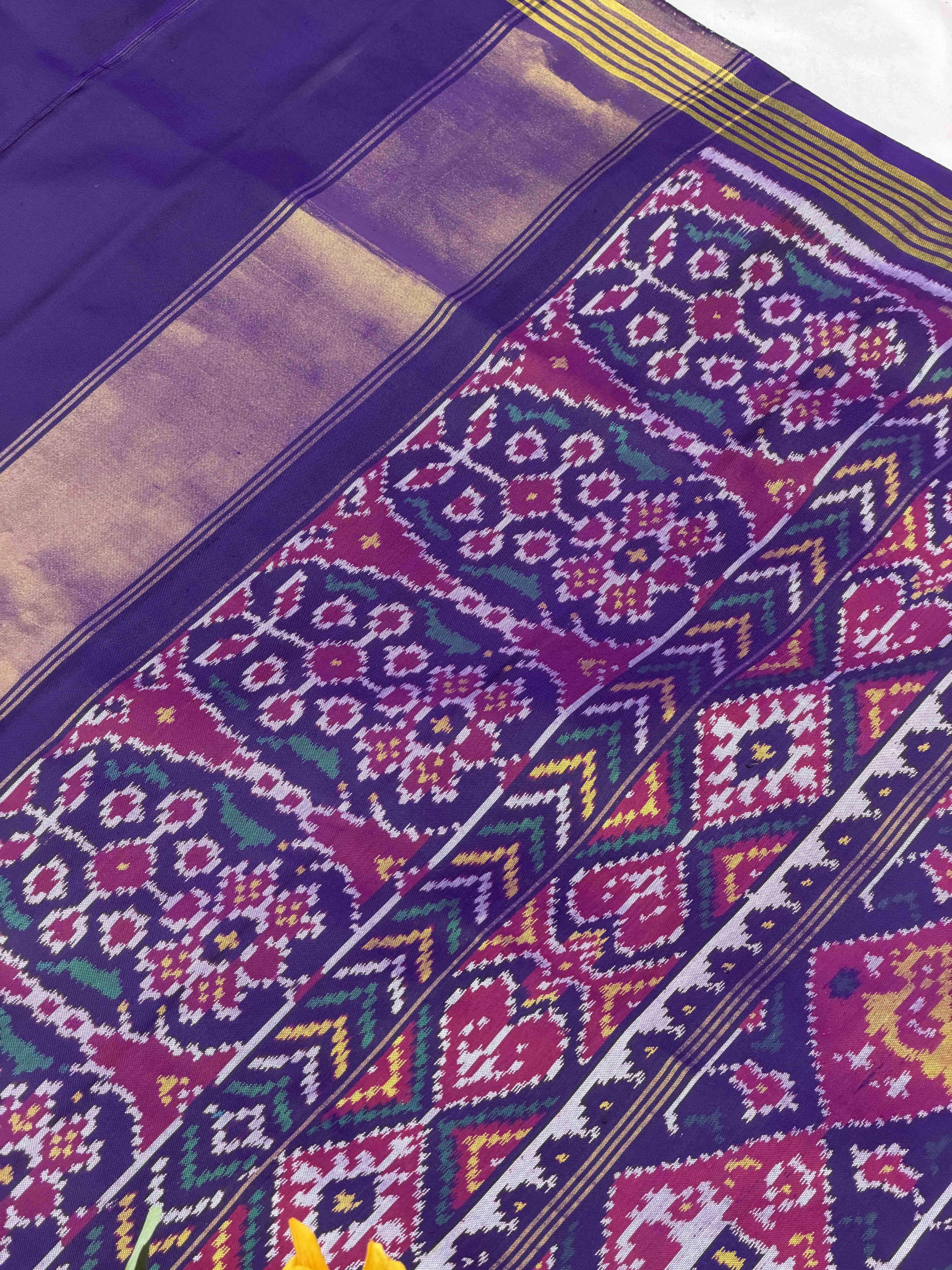 Purple Narikunj Patola Saree in single ikat
