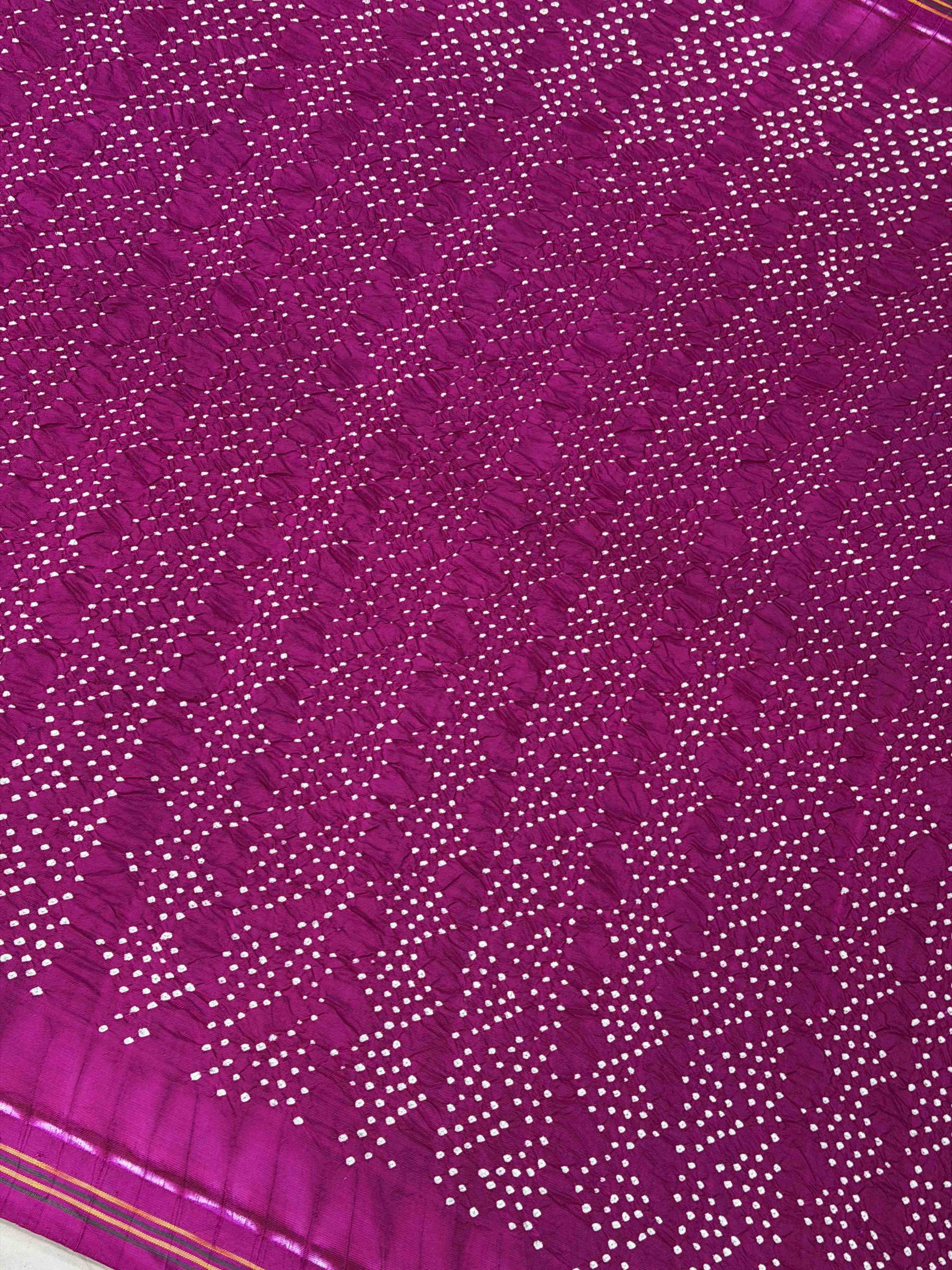 Pink button full pallu blouse patan Patola Bandhani fusion saree
