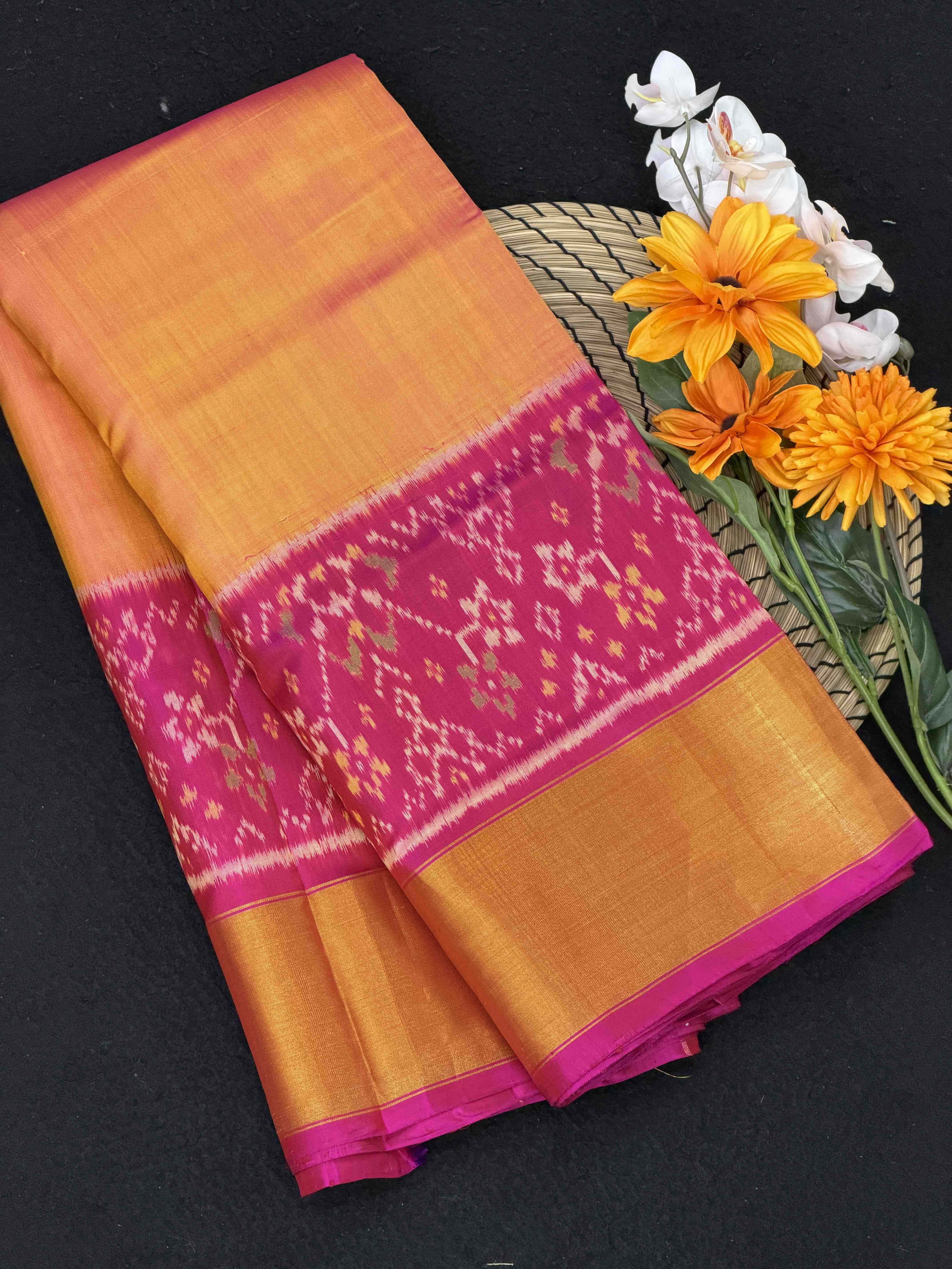 Pink & peach shaded Rajkoti Patola Sarees
