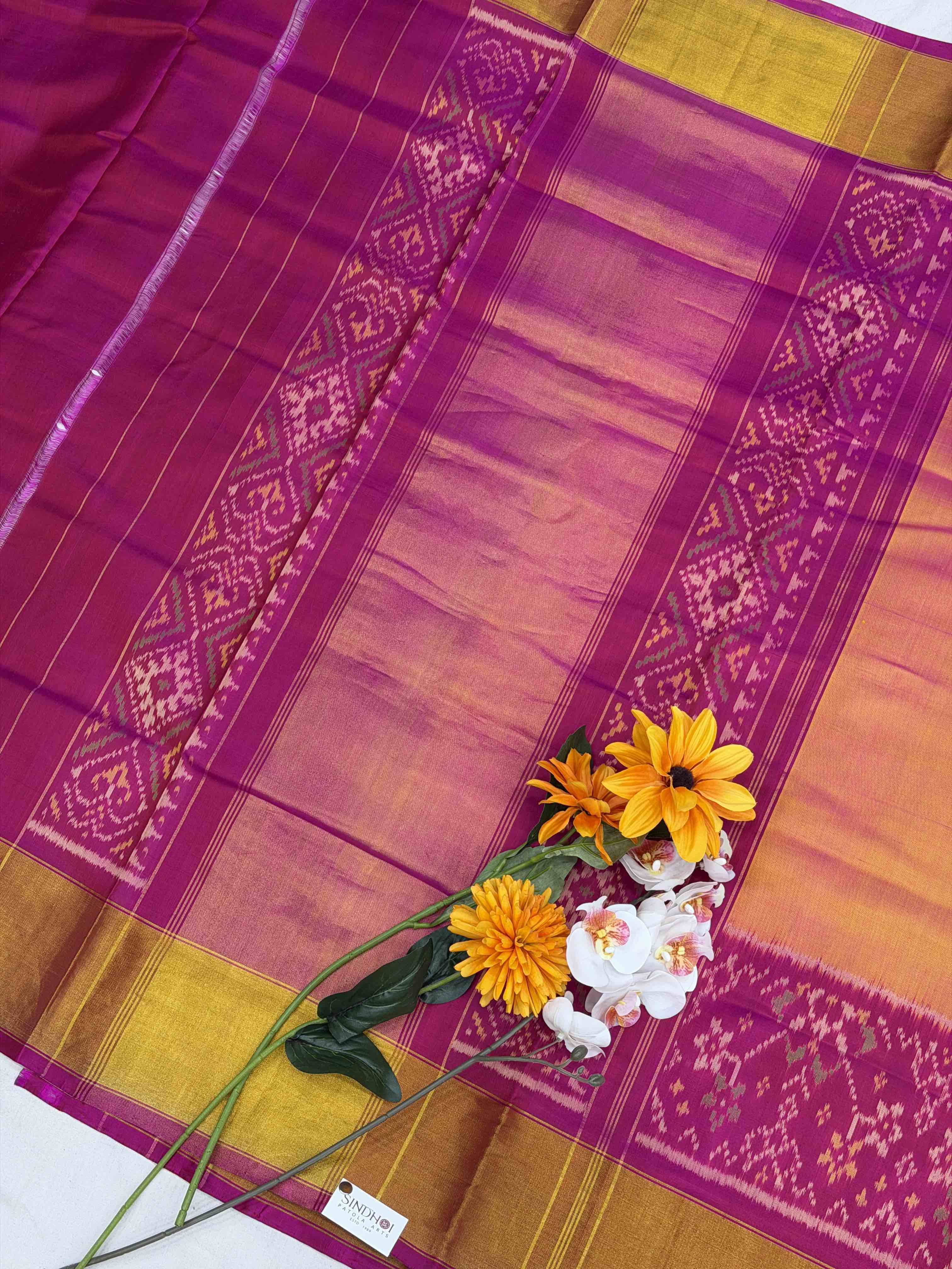 Pink & peach shaded Rajkoti Patola Sarees