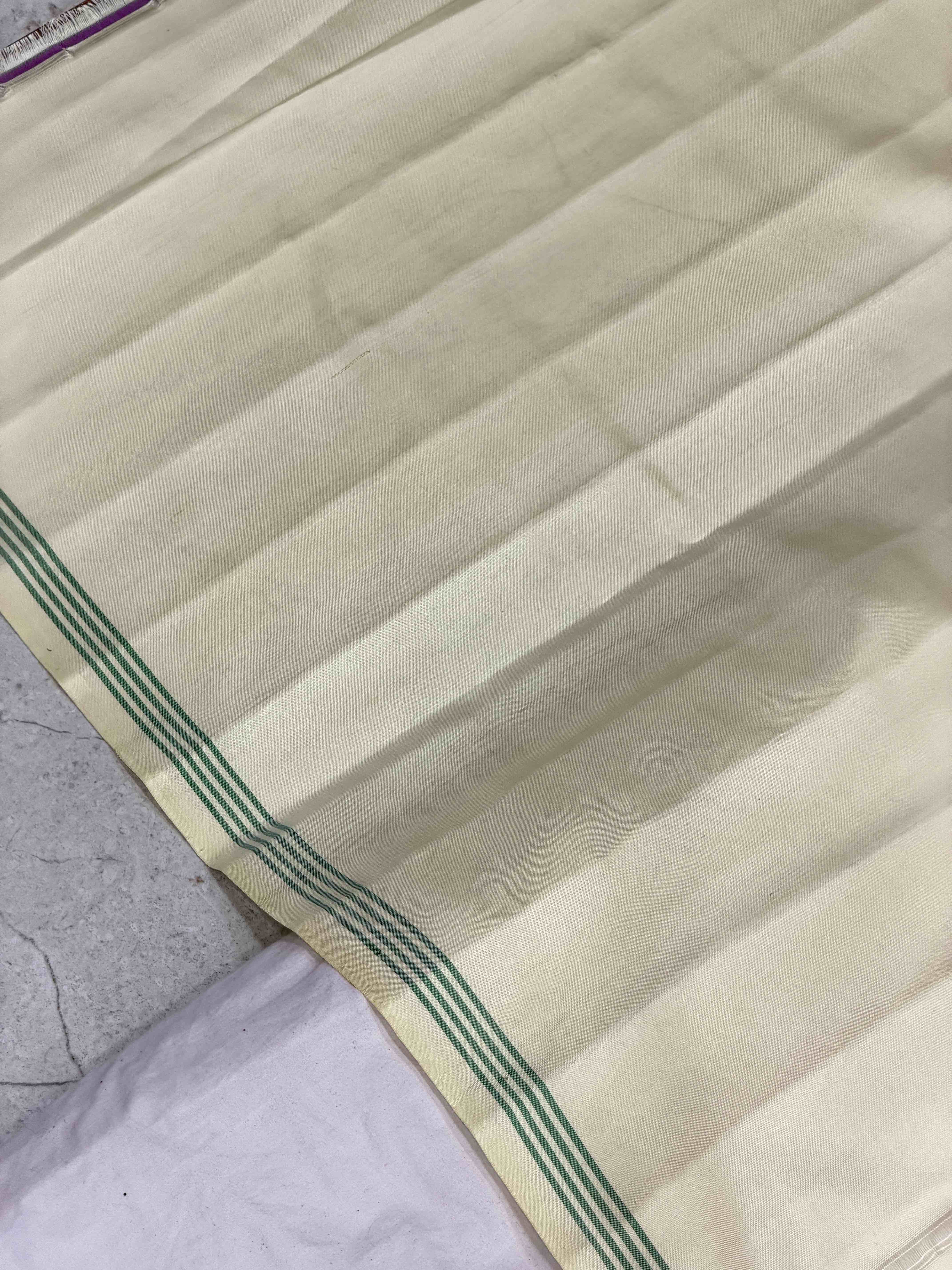 Off white & Light blue Button ful design Single ikat Patola Sarees