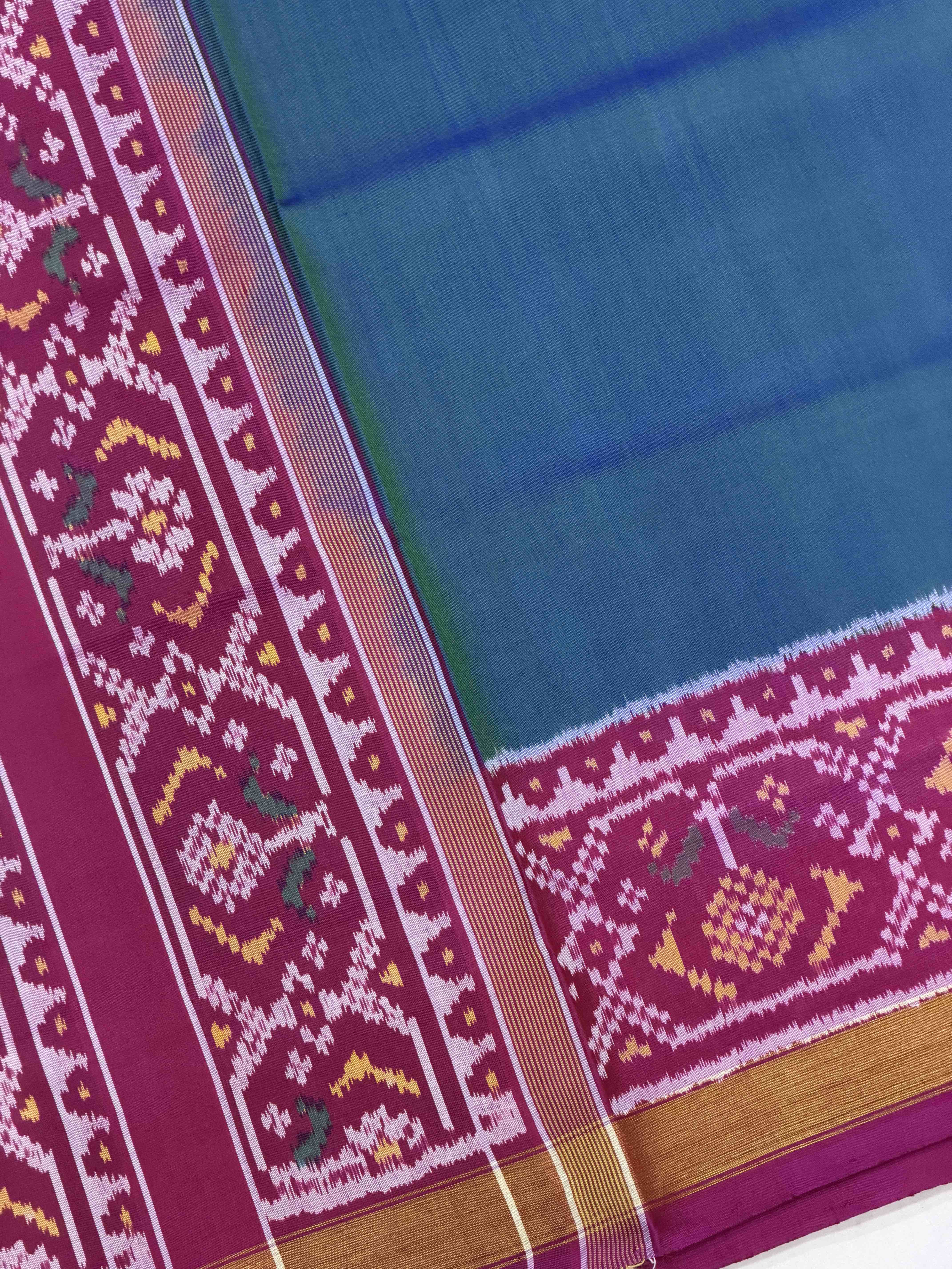 Pink & Teal plain Rajkot Patola Saree