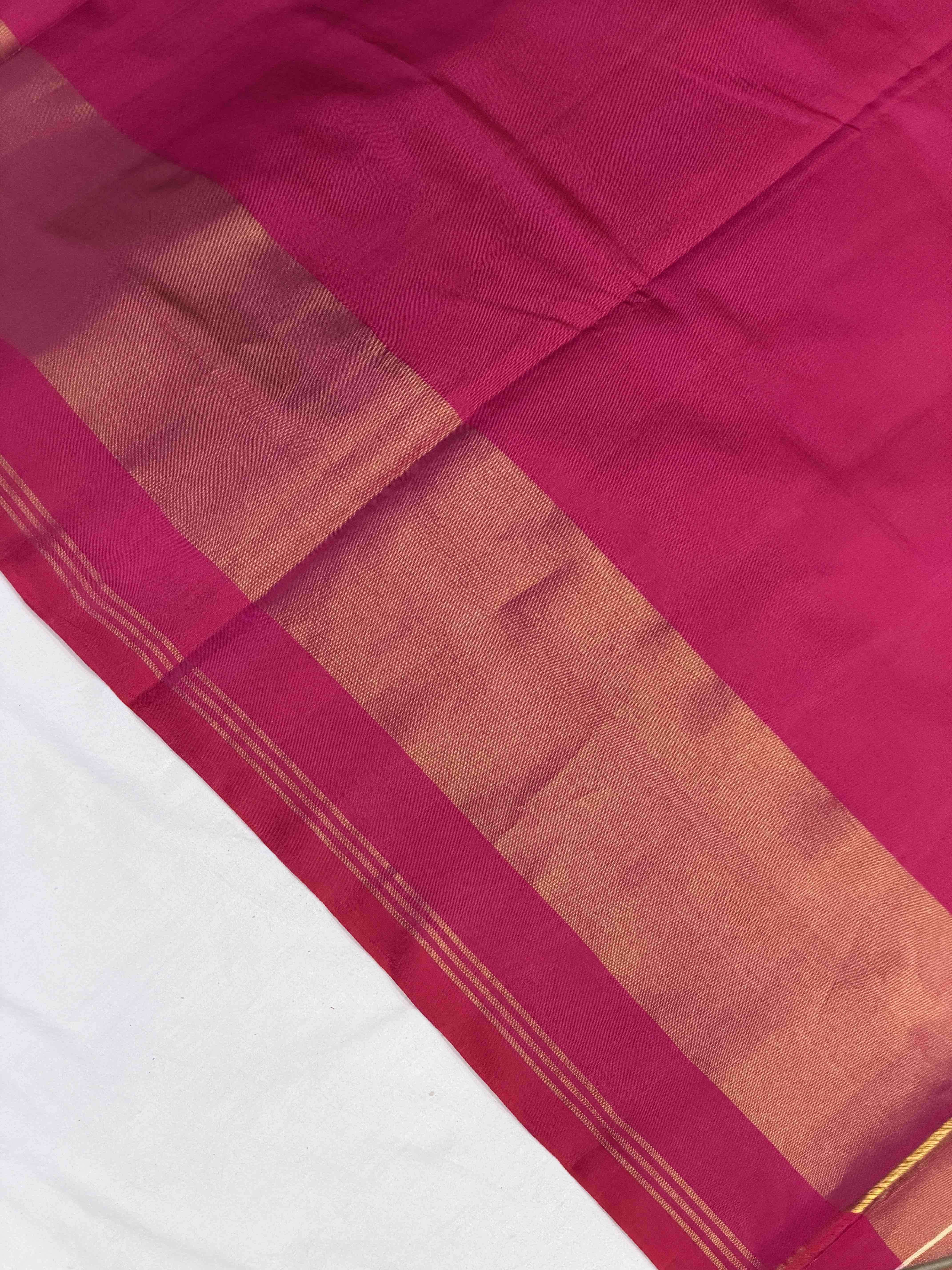 Musterd & Pink plain Rajkoti Patola Saree