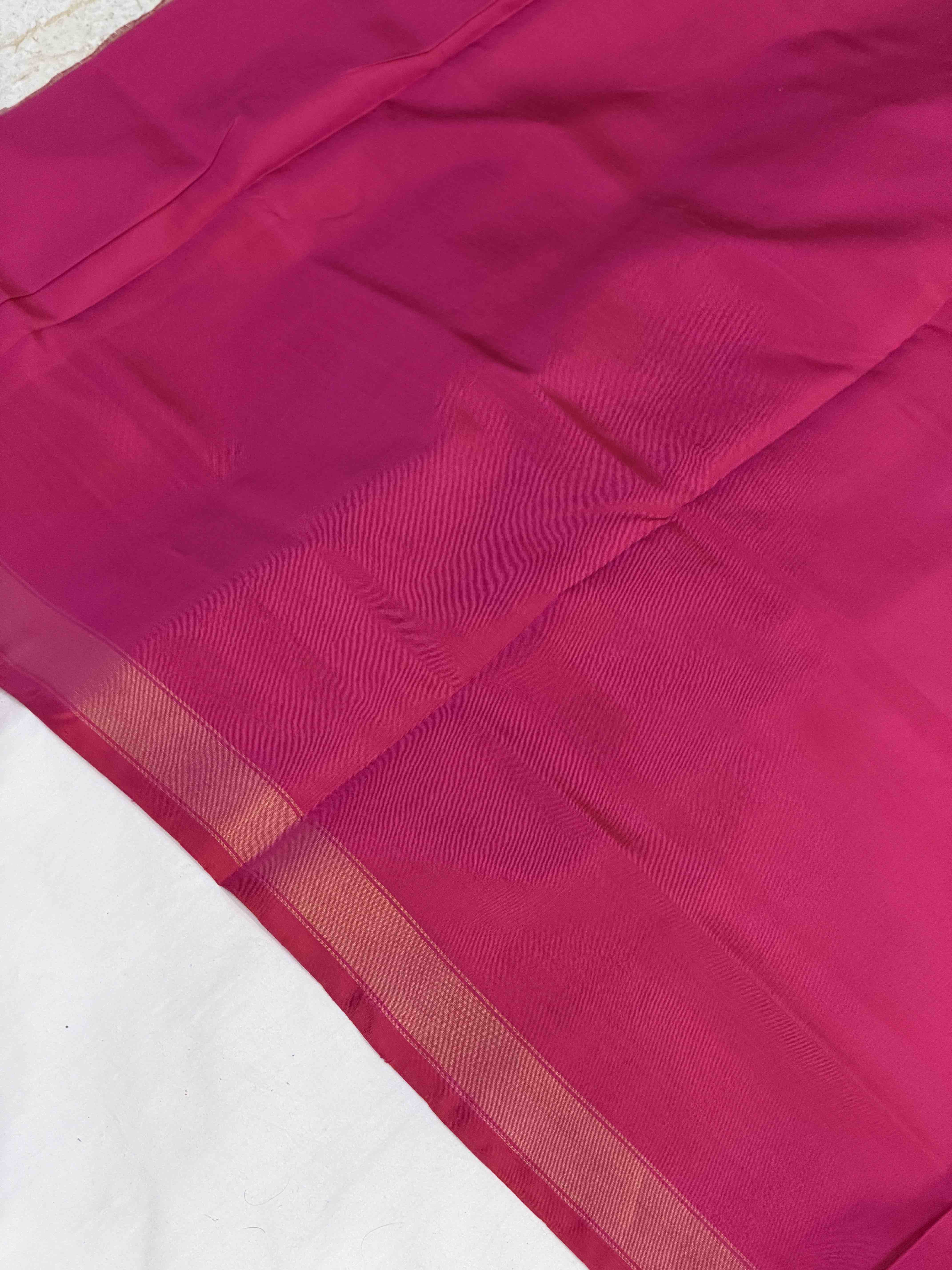 Pink & Seagreen golden shaded Plain Rajkot Patola Saree