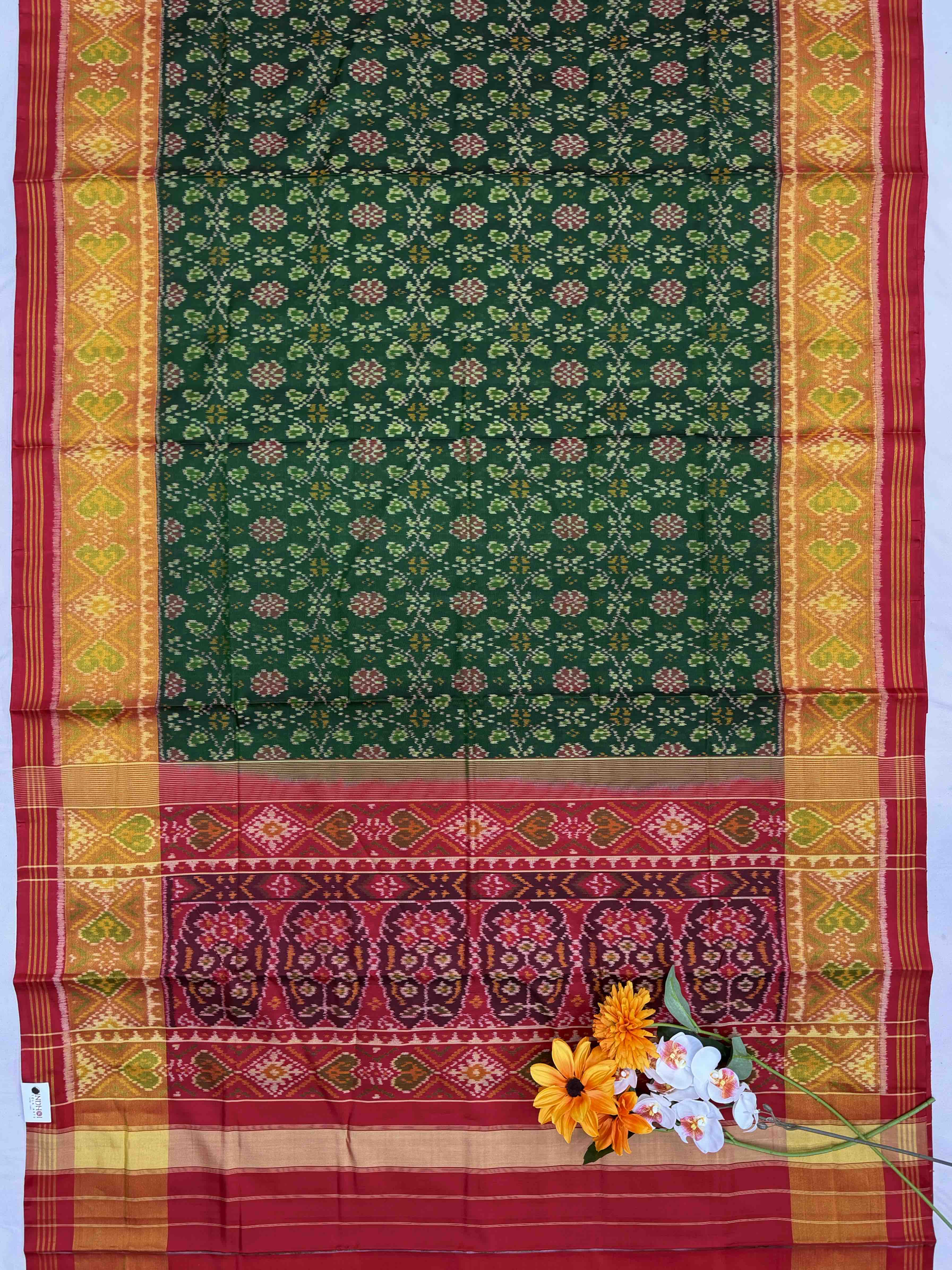 Red & Green Traditional Rajkoti Patola Sarees