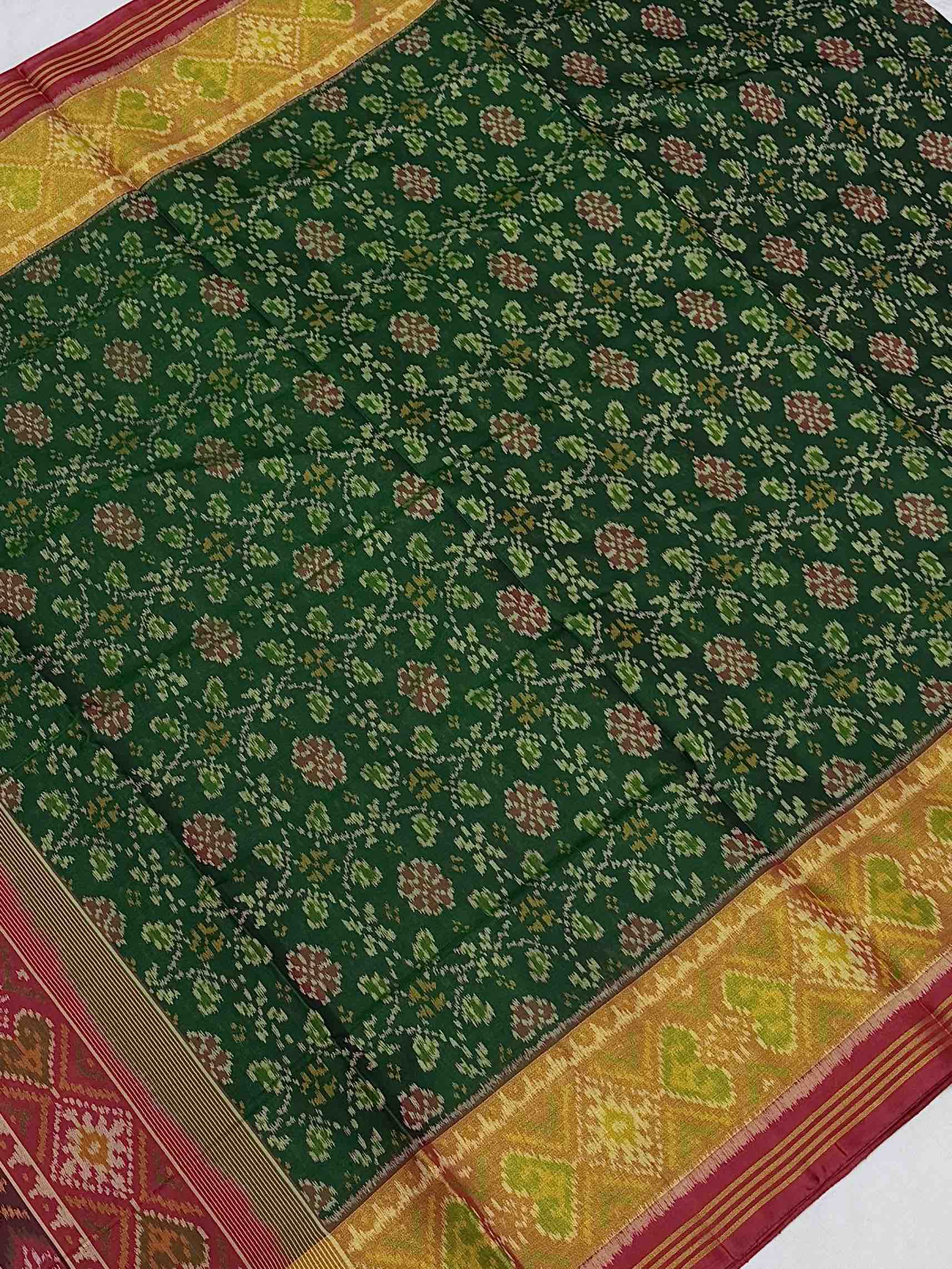 Red & Green Traditional Rajkoti Patola Sarees