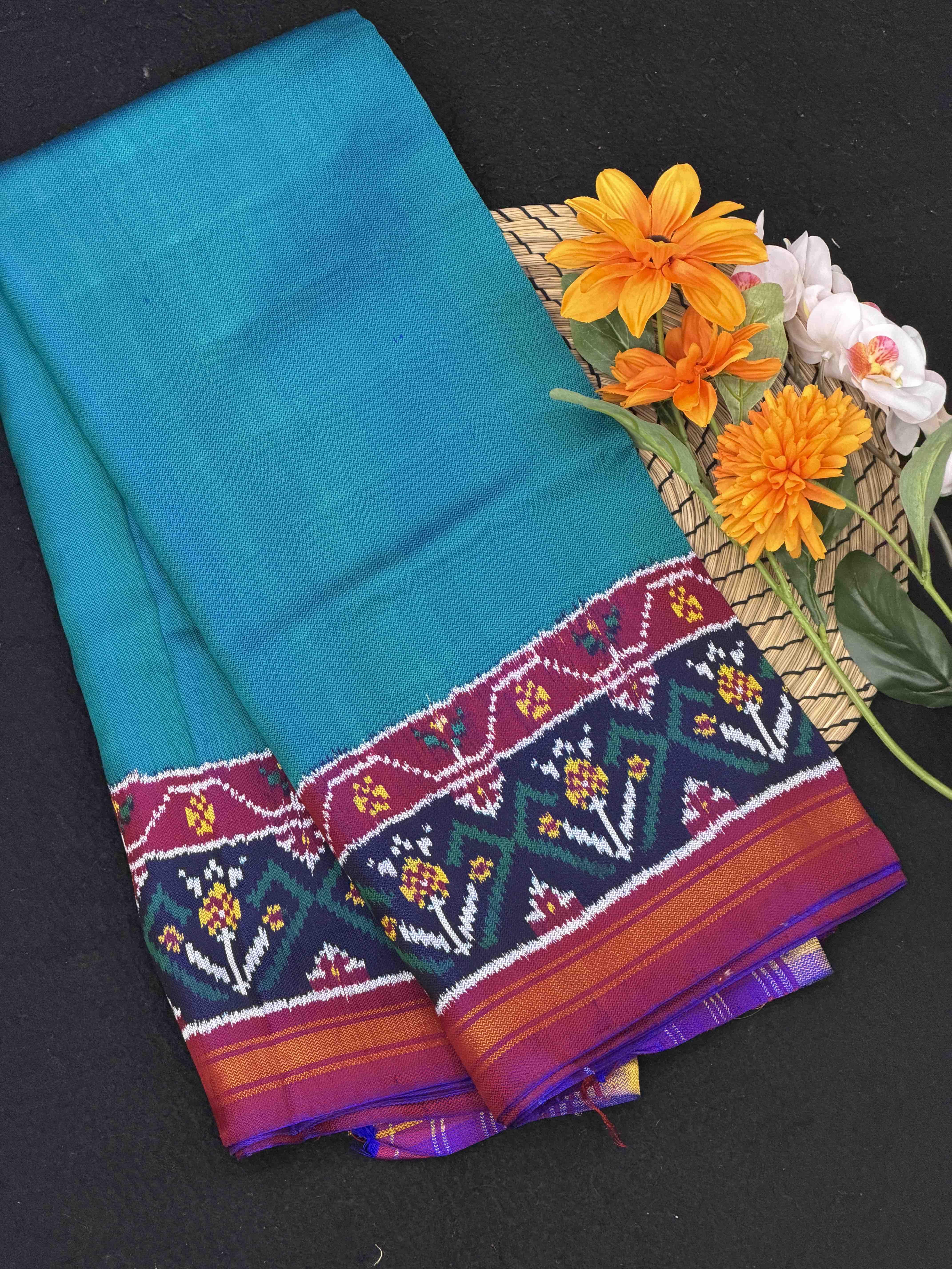 Magenta & peacock blue zigzag twill woven One of One piece