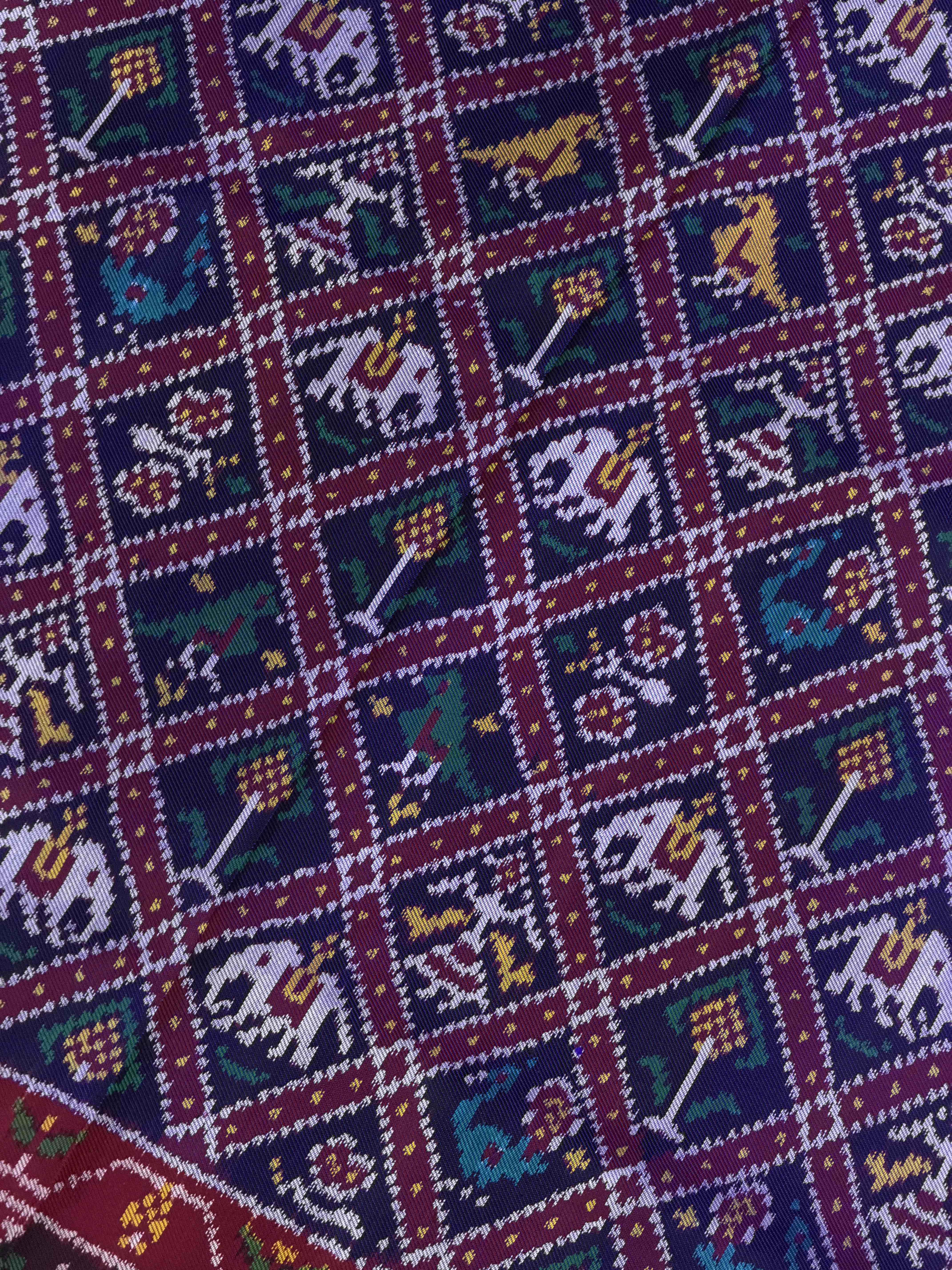 Pink & Blue small Narikunj Twill Patola Saree