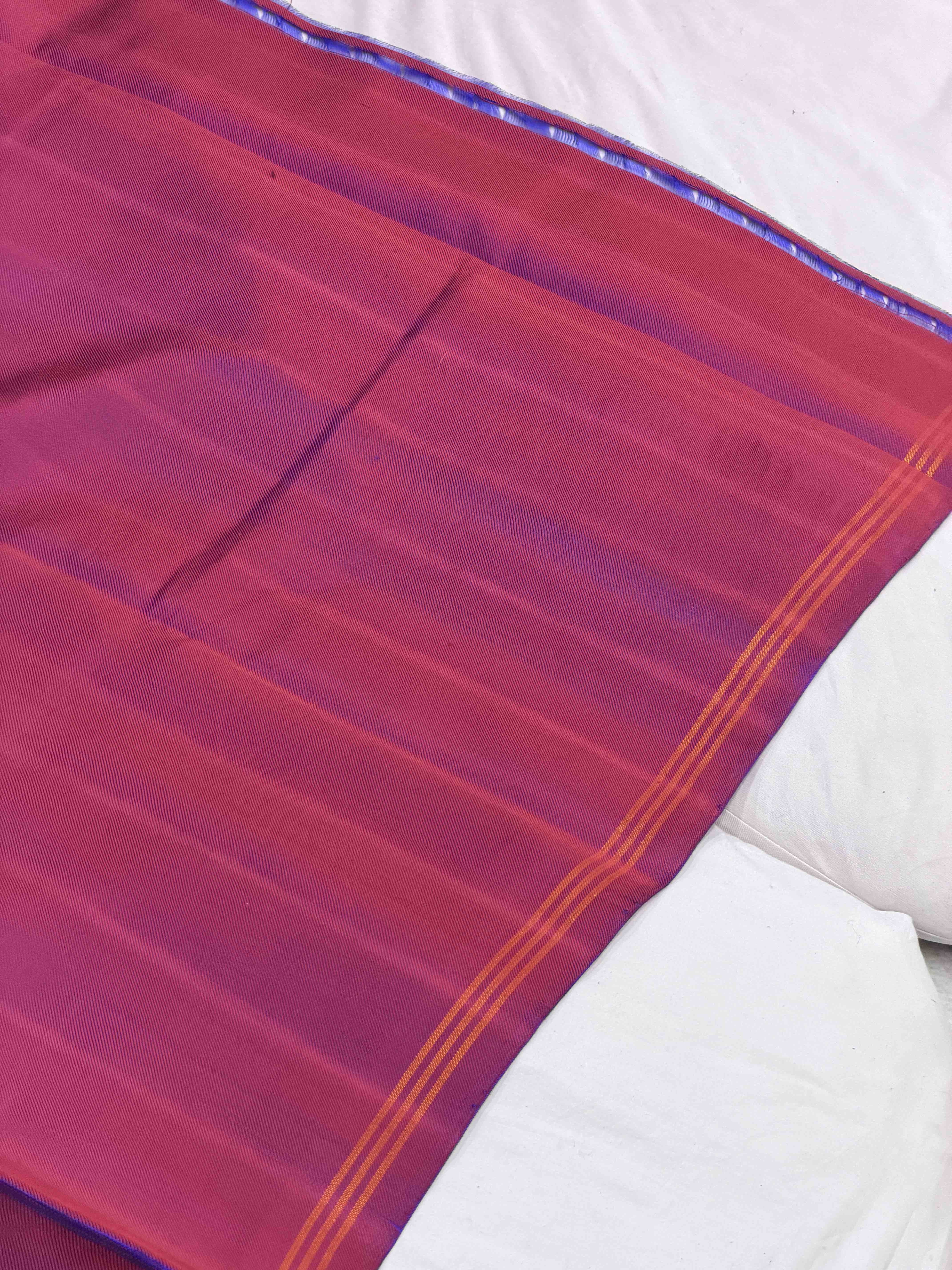 Blue and Magenta pink twill Patola Saree woven with figure motifs