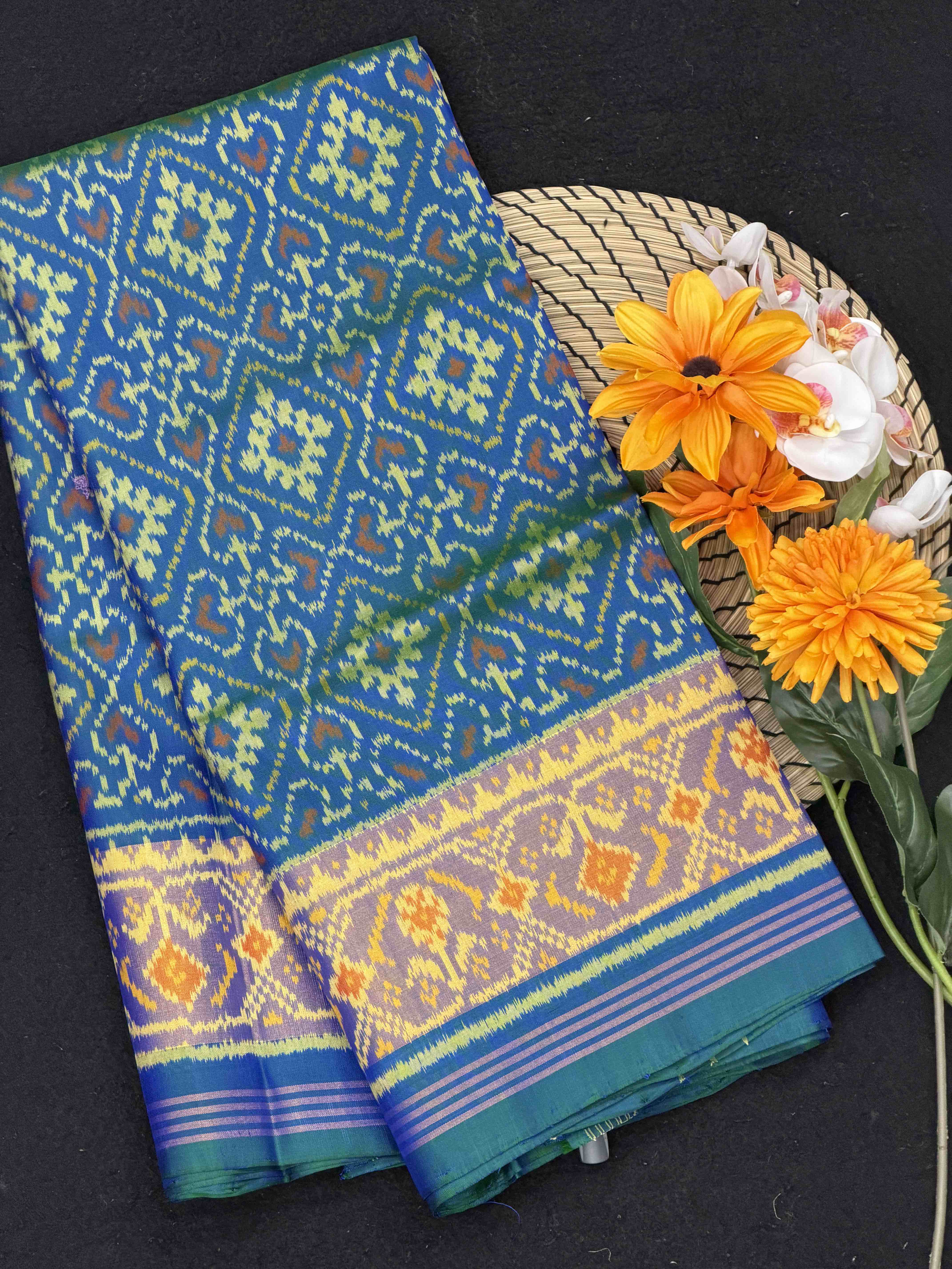 Peacock blue panchanda Rajkot Patola Saree