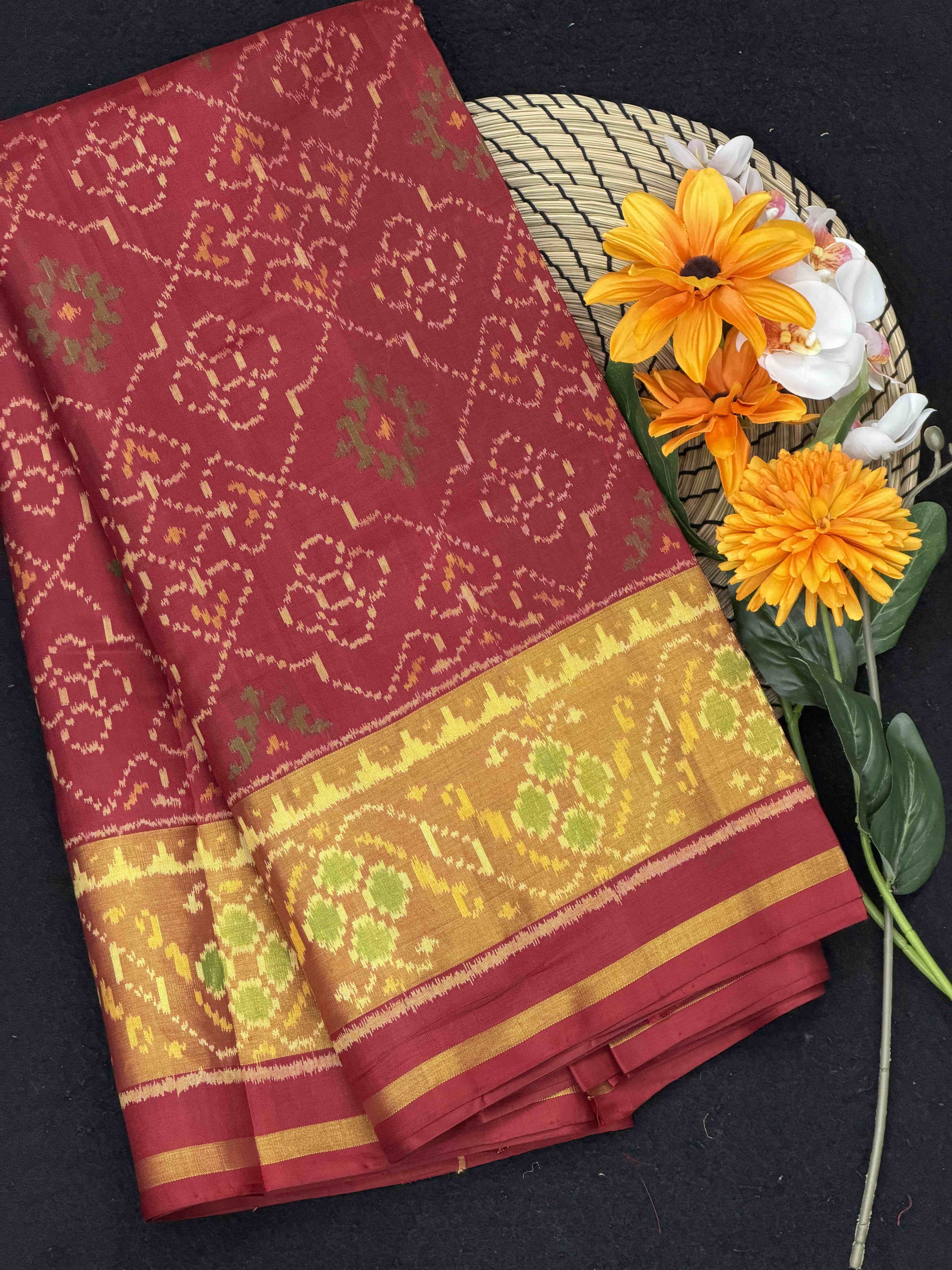 Panchanda design Rajkoti Patola saree tissue border