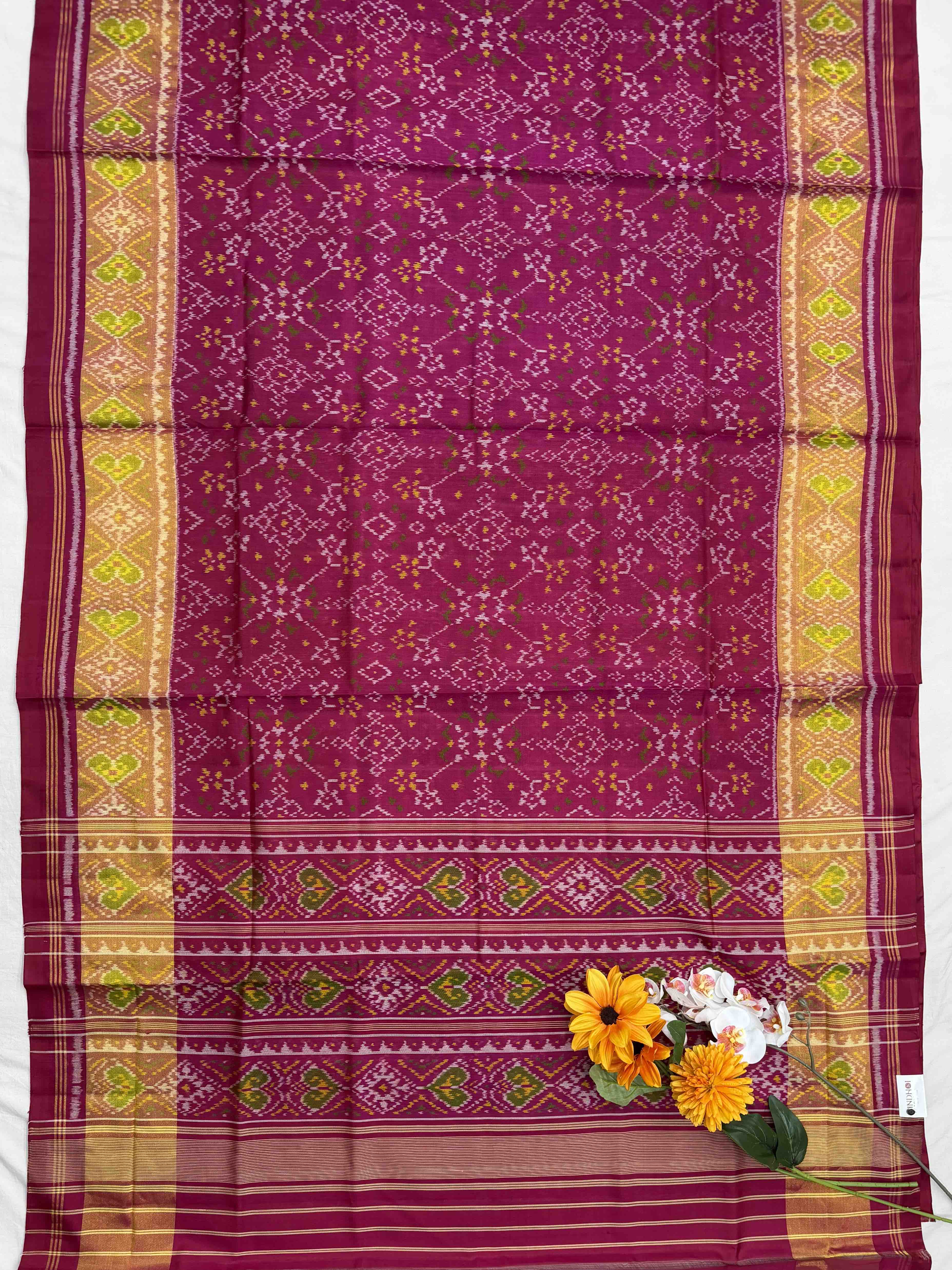 Pink Navaratan Tissue border Rajkot Patola Saree