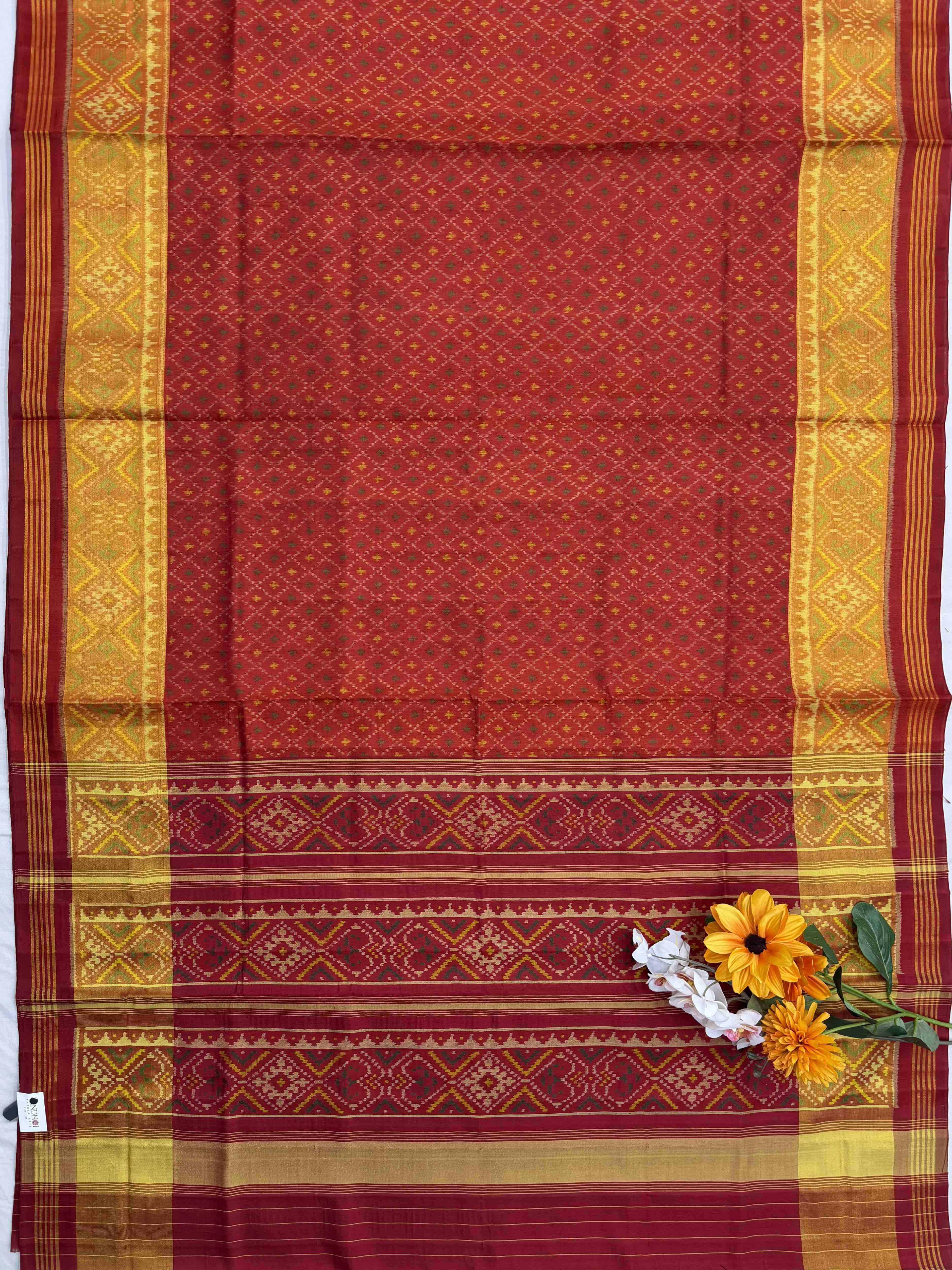 Red & Brick red Daliyabhat Rajkoti Patola Saree