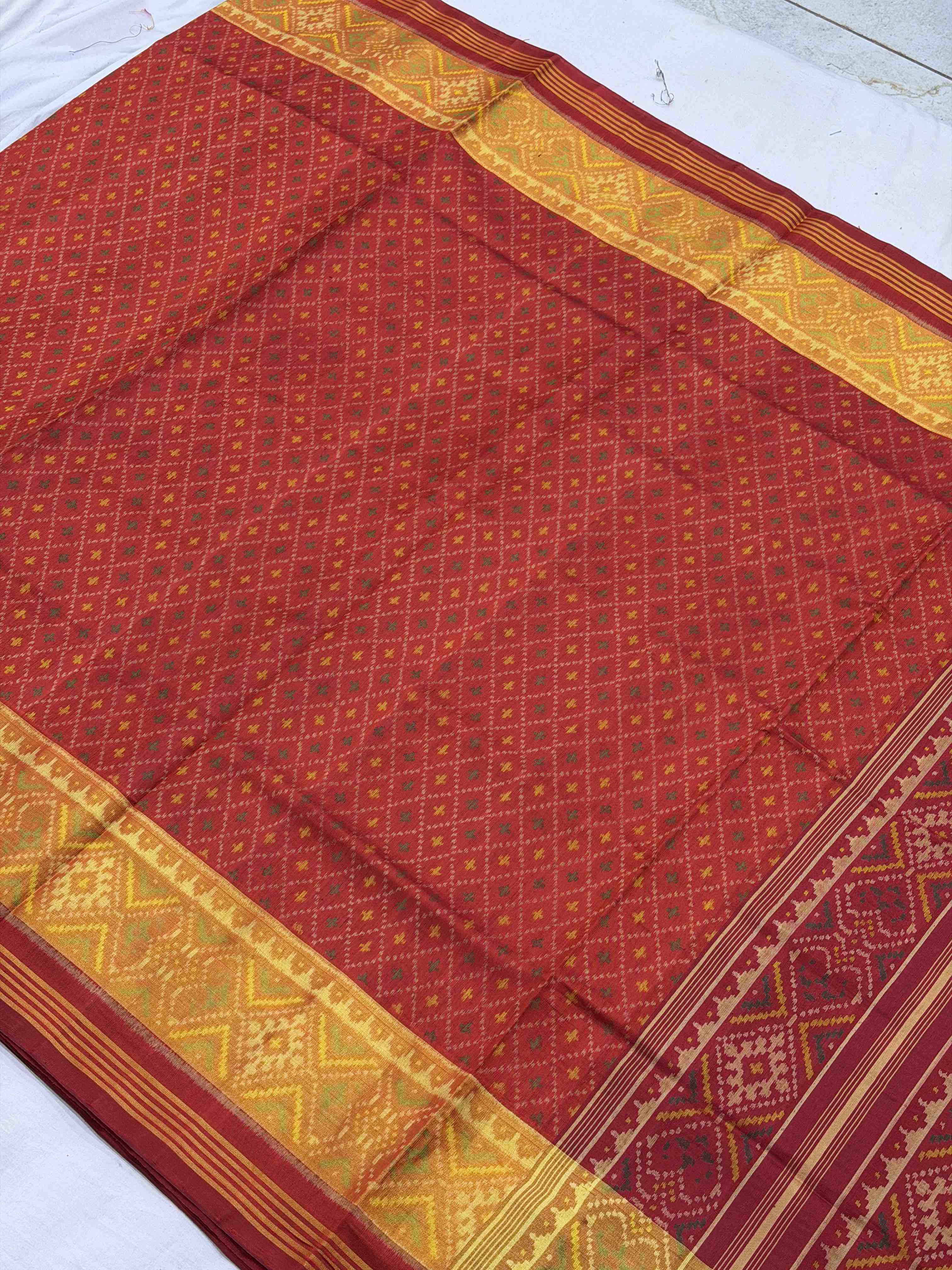 Red & Brick red Daliyabhat Rajkoti Patola Saree