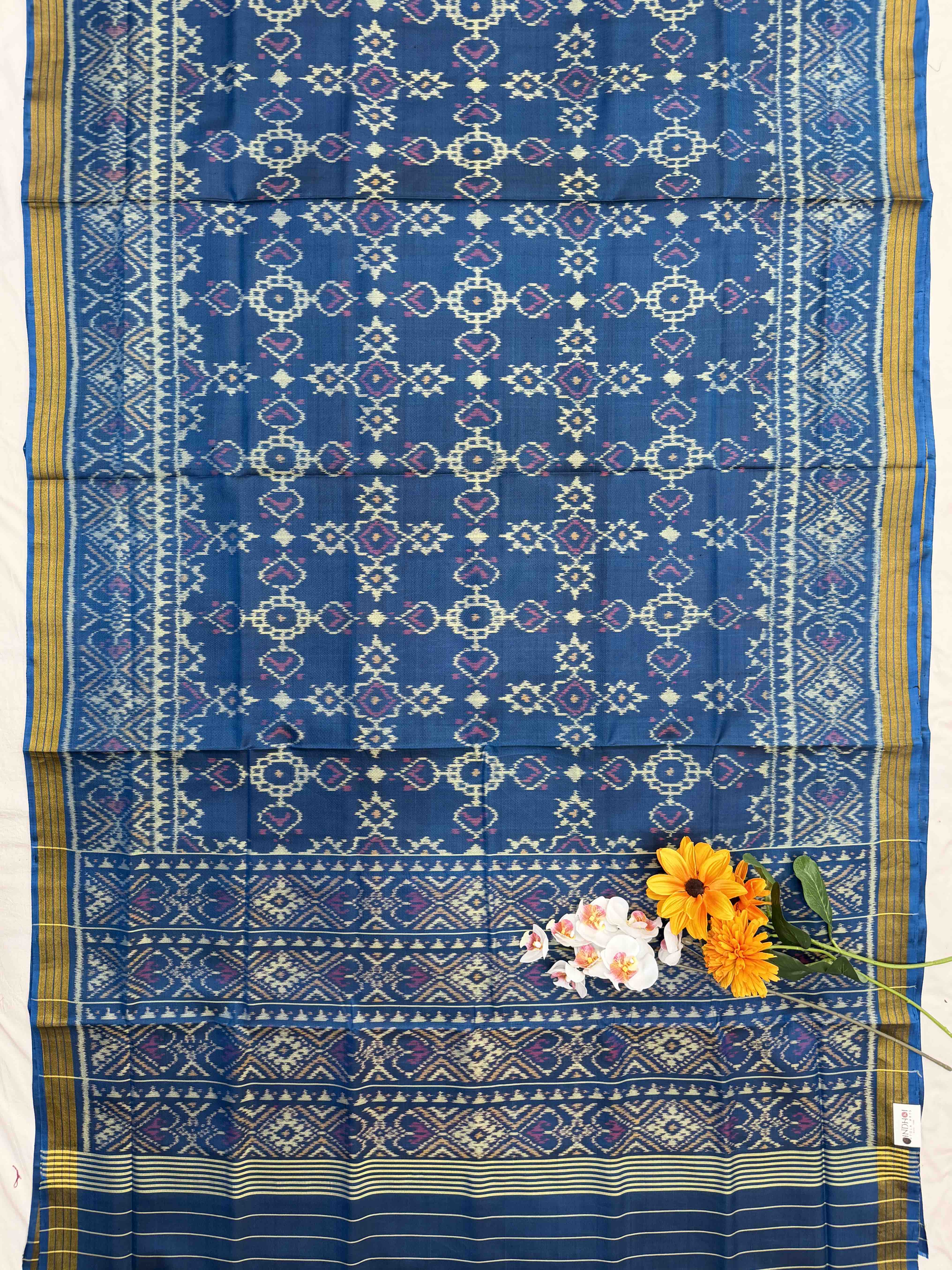 Turquoise Manekbhat Rajkoti Patola Saree