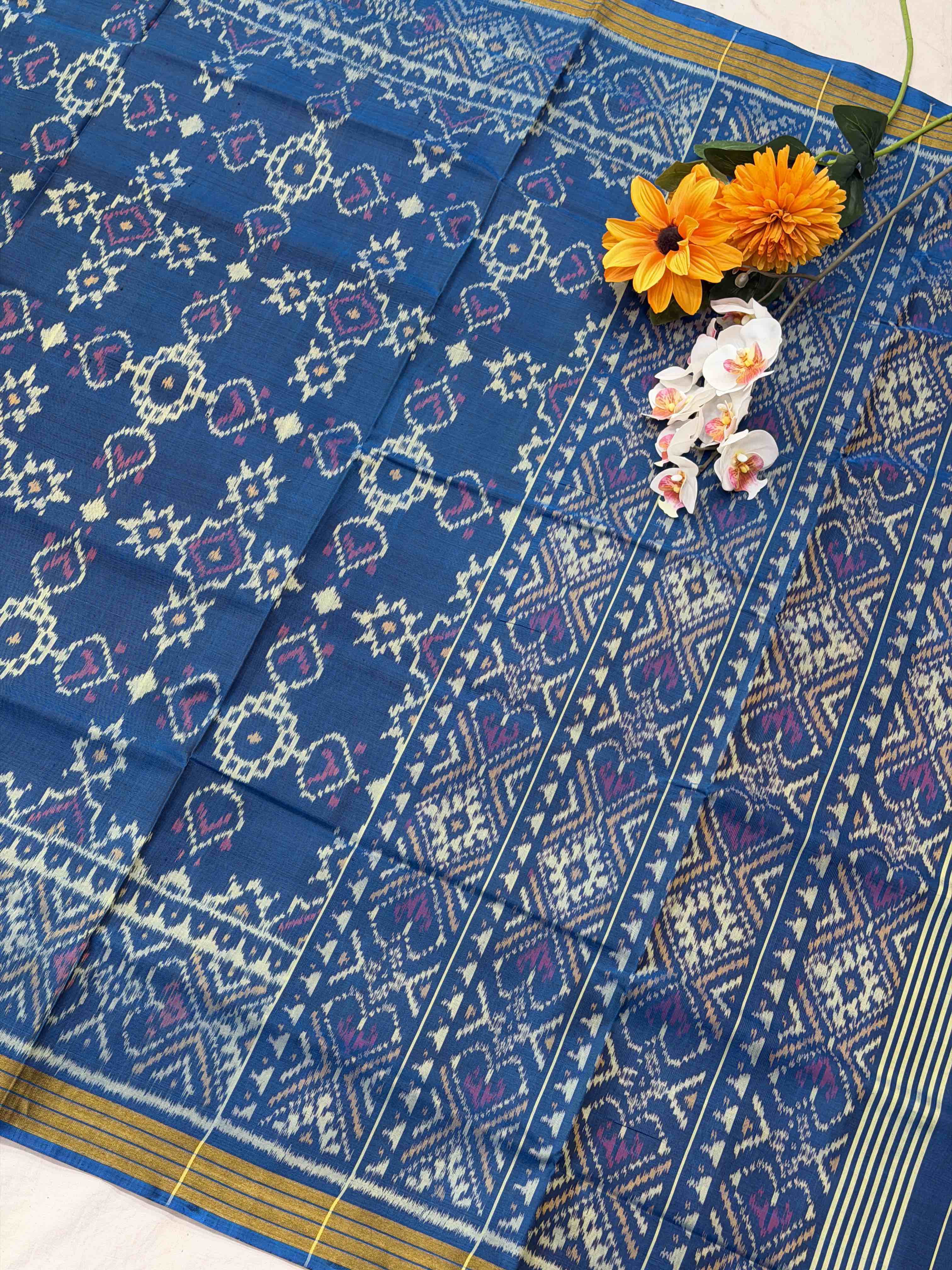 Turquoise Manekbhat Rajkoti Patola Saree