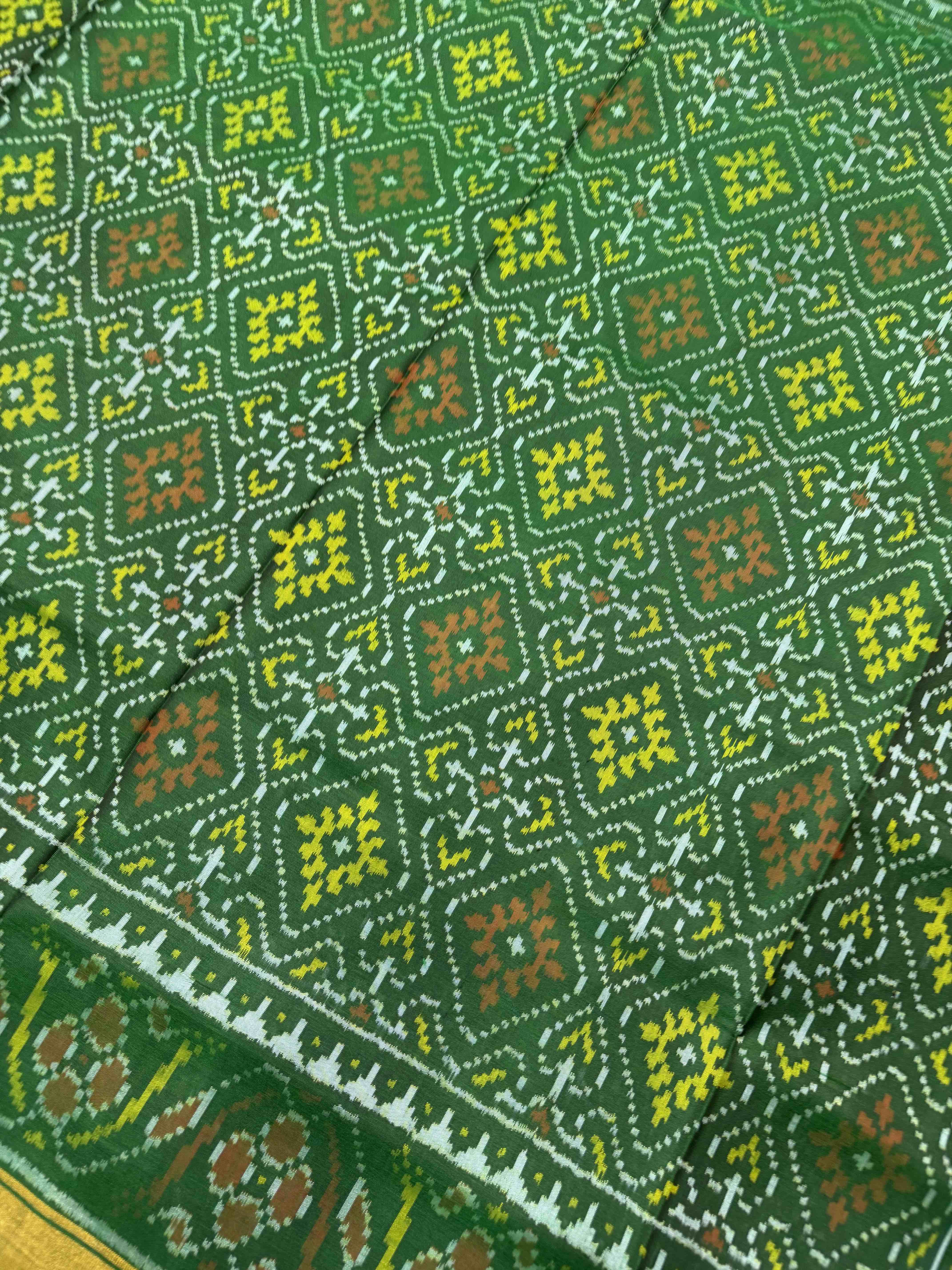 Green Panchanda small border Rajkoti Patola saree
