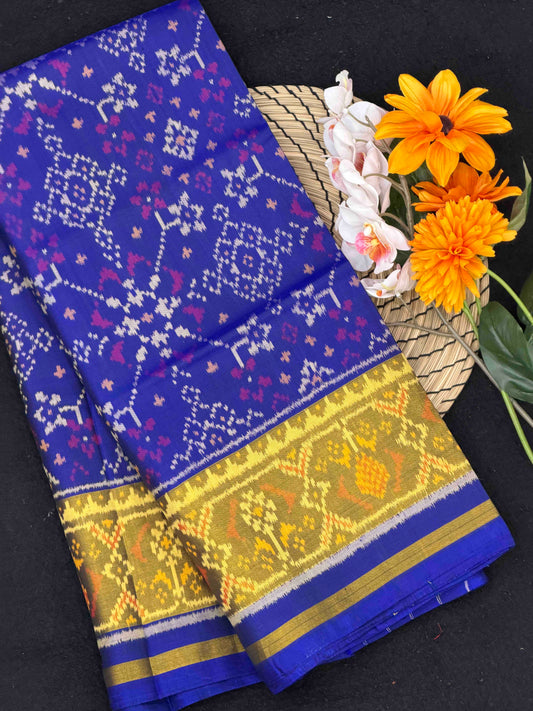 Blue Navaratan Tissue border Patola Saree