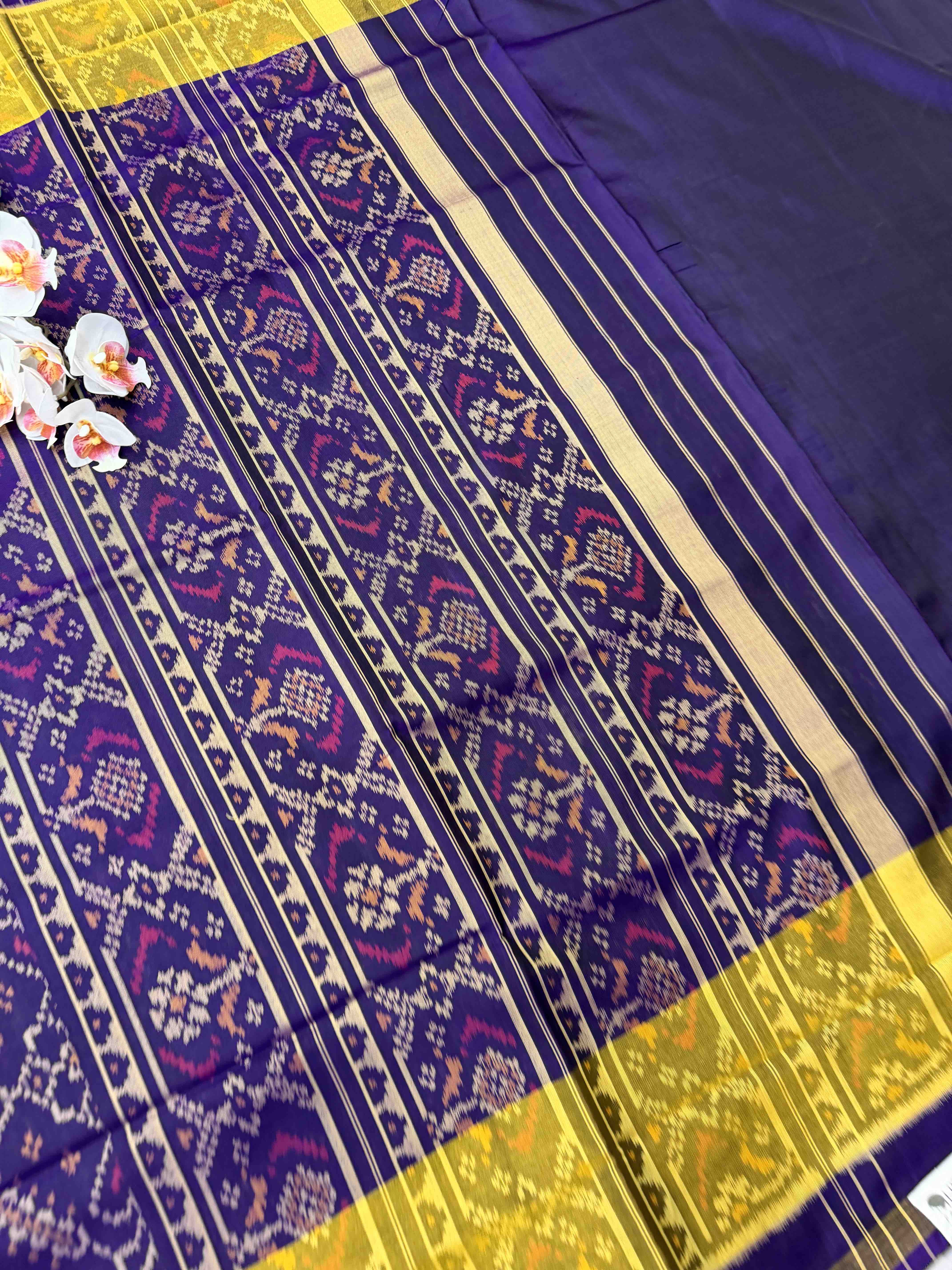 Purple Manekchawk tissue border rajkot Patola Saree