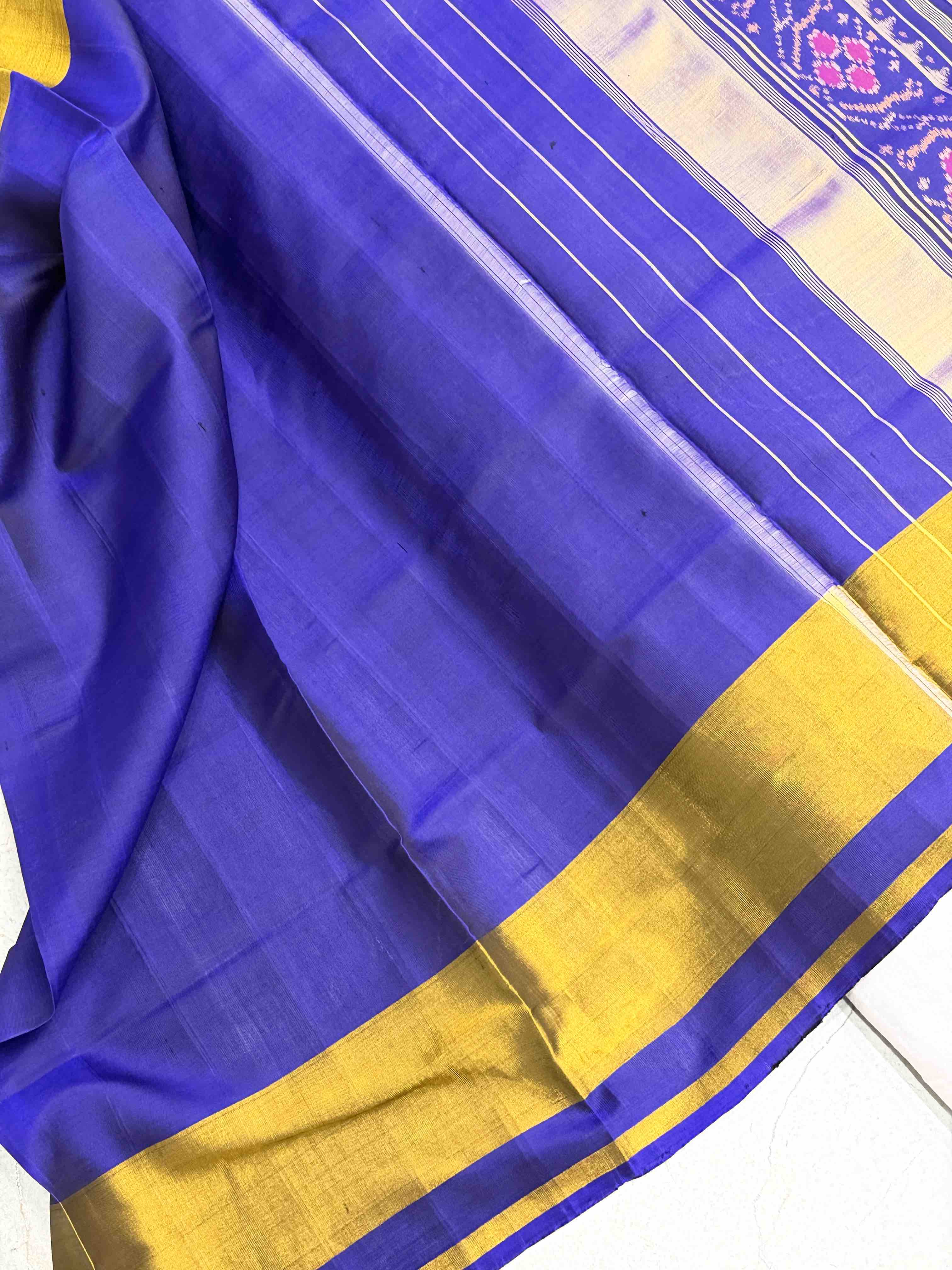 Blue tissue border Rajkoti Patola Saree