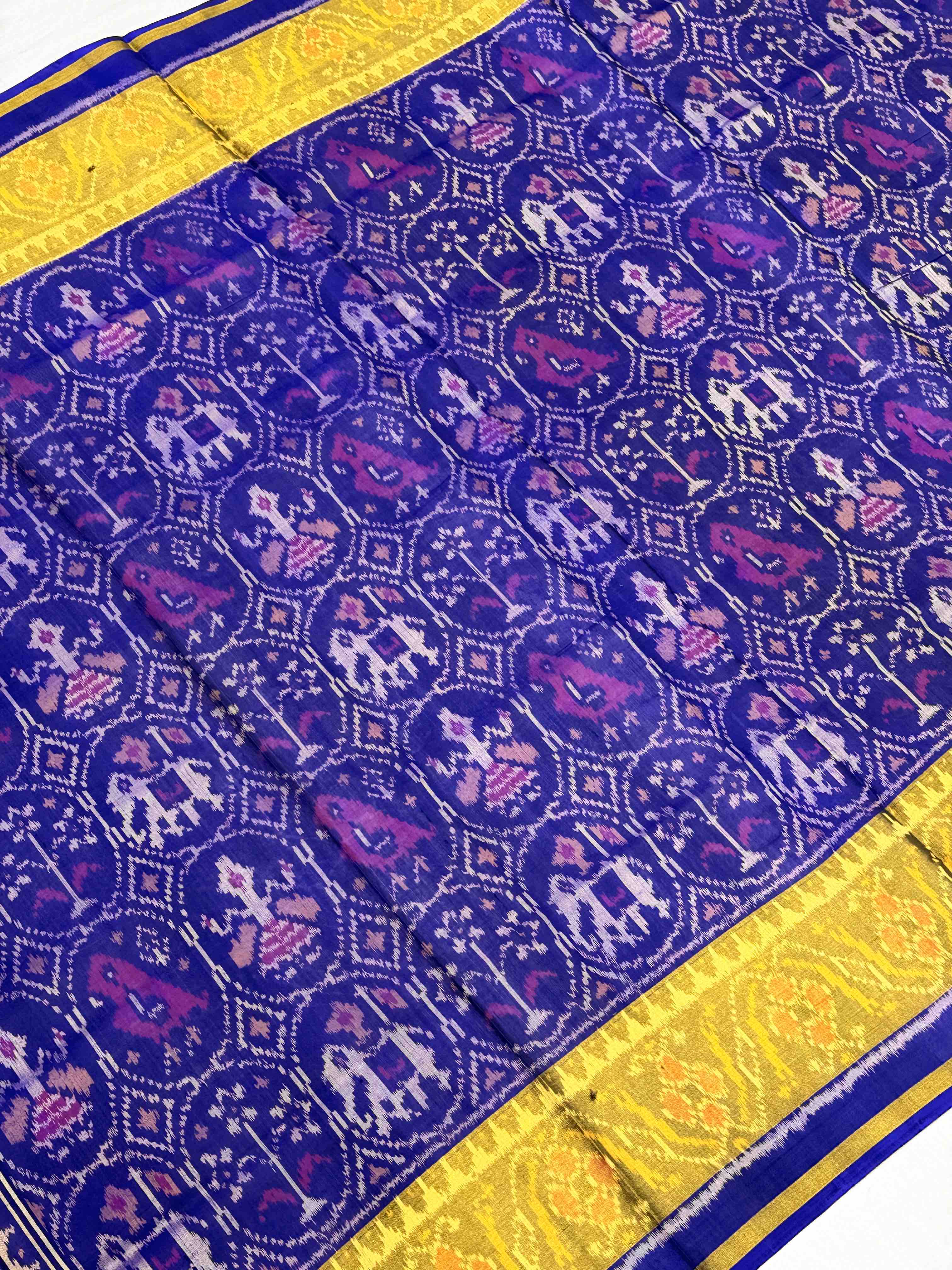 Blue tissue border Rajkoti Patola Saree