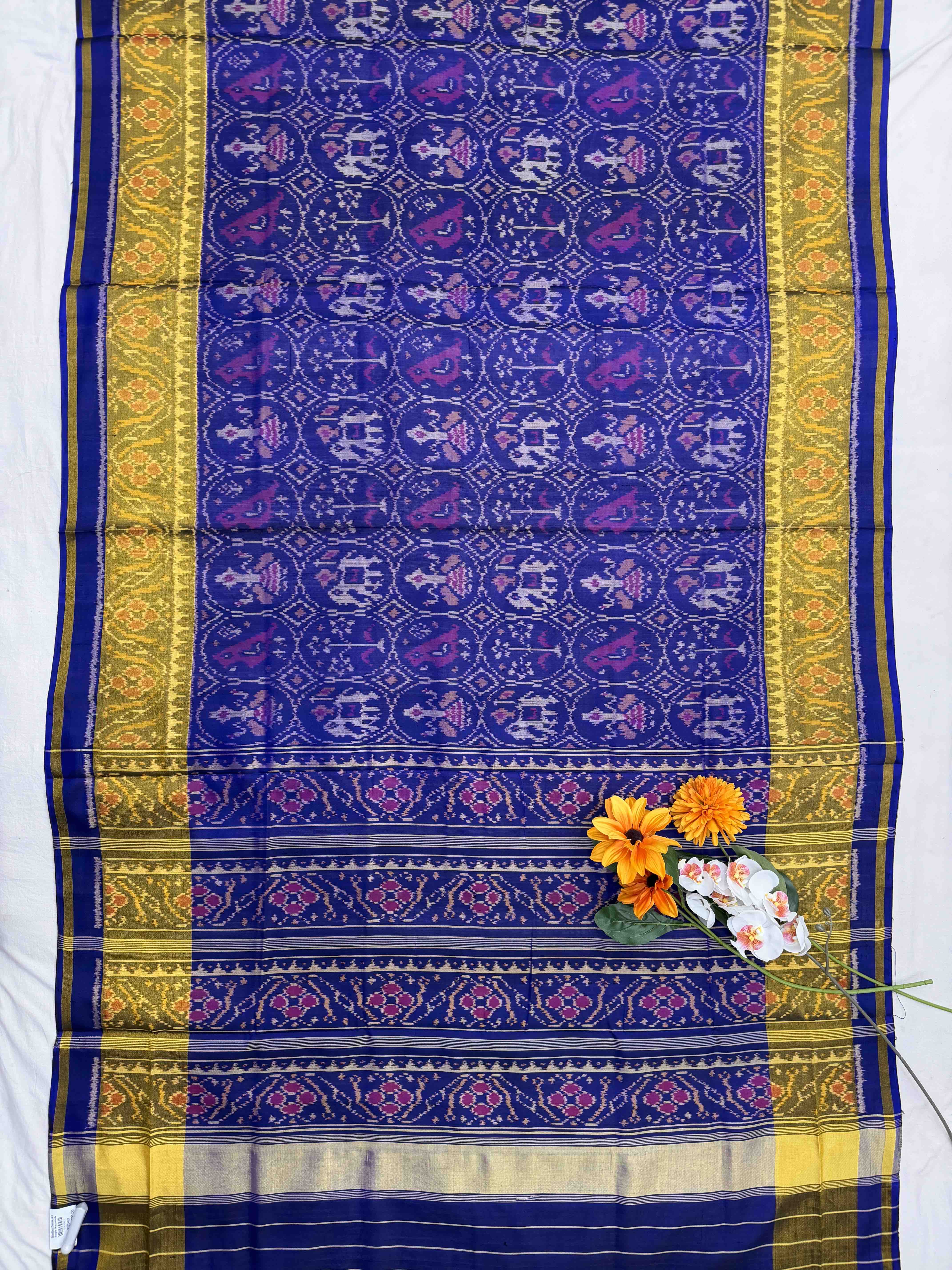 Blue tissue border Rajkoti Patola Saree