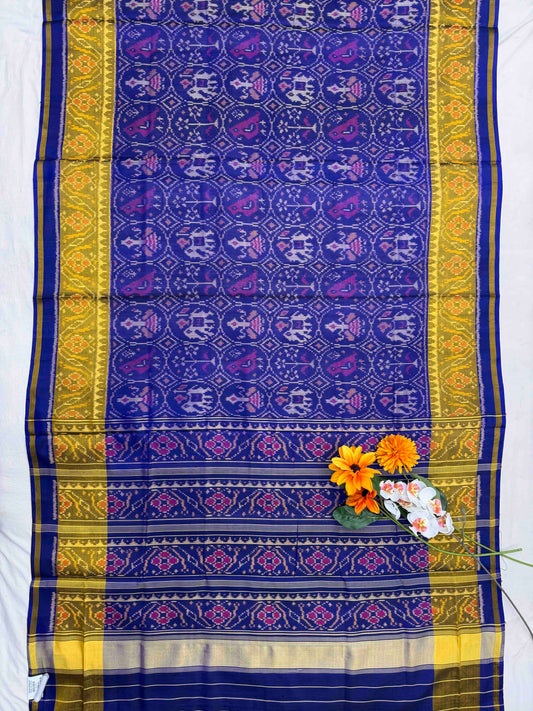 Blue tissue border Rajkoti Patola Saree