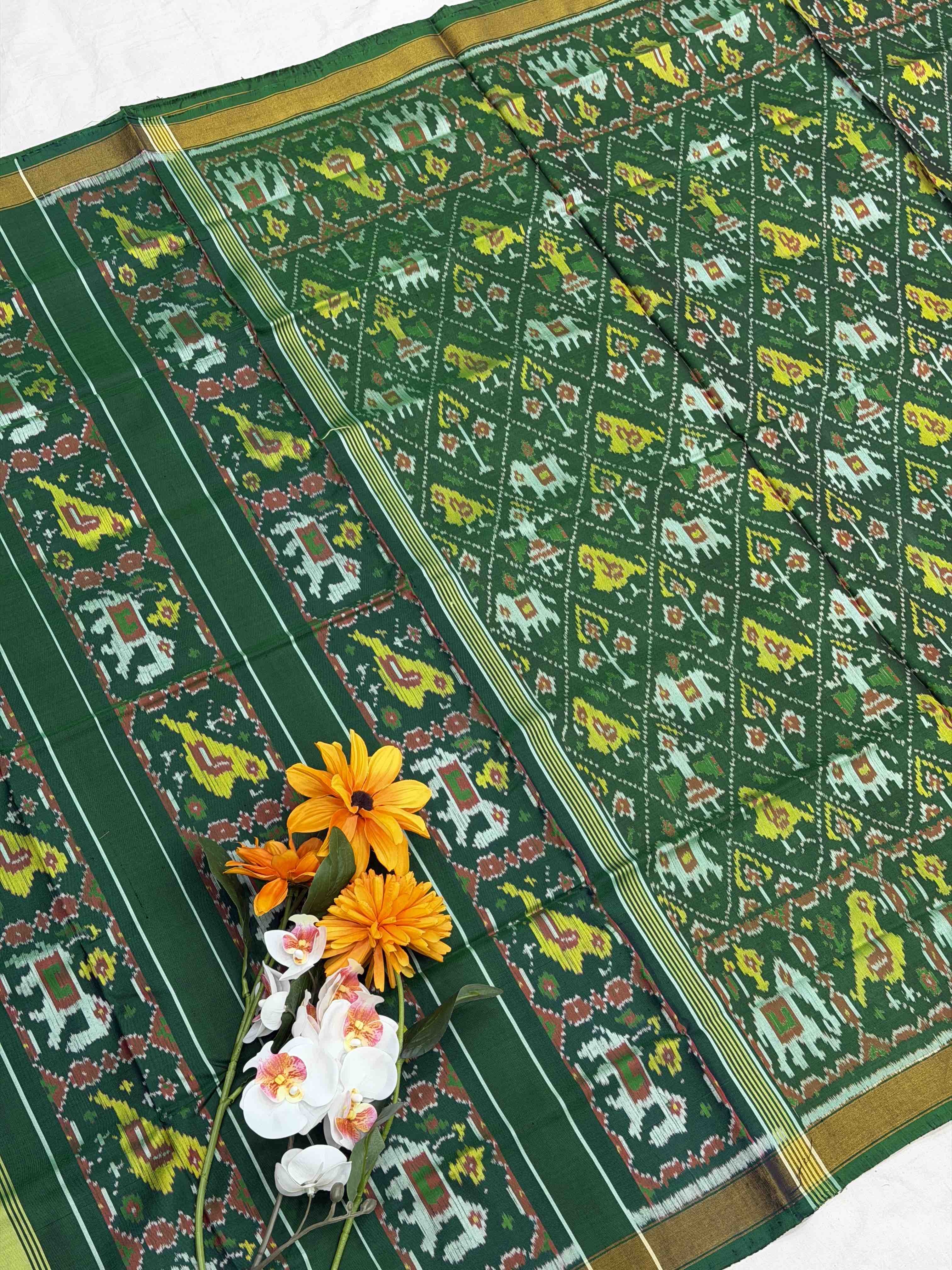 Green Narikunj Rajkoti Patola Saree