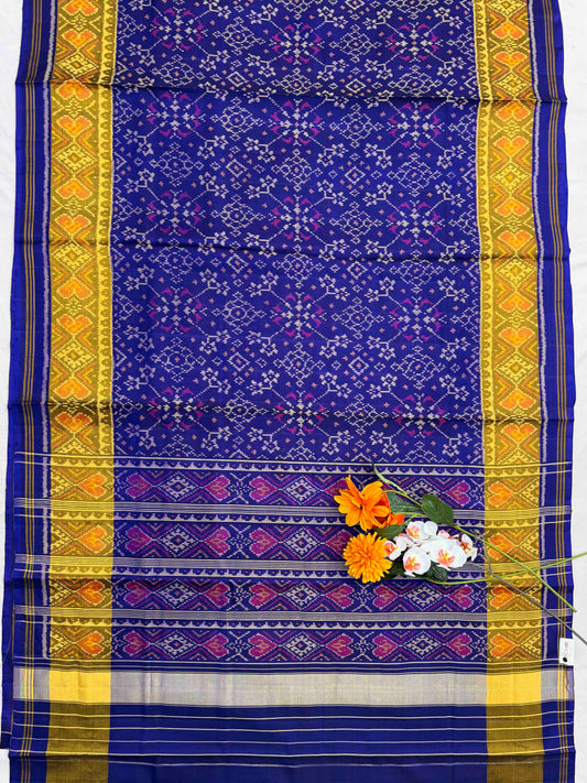 Blue Navaratan Tissue Border Rajkoti Patola saree