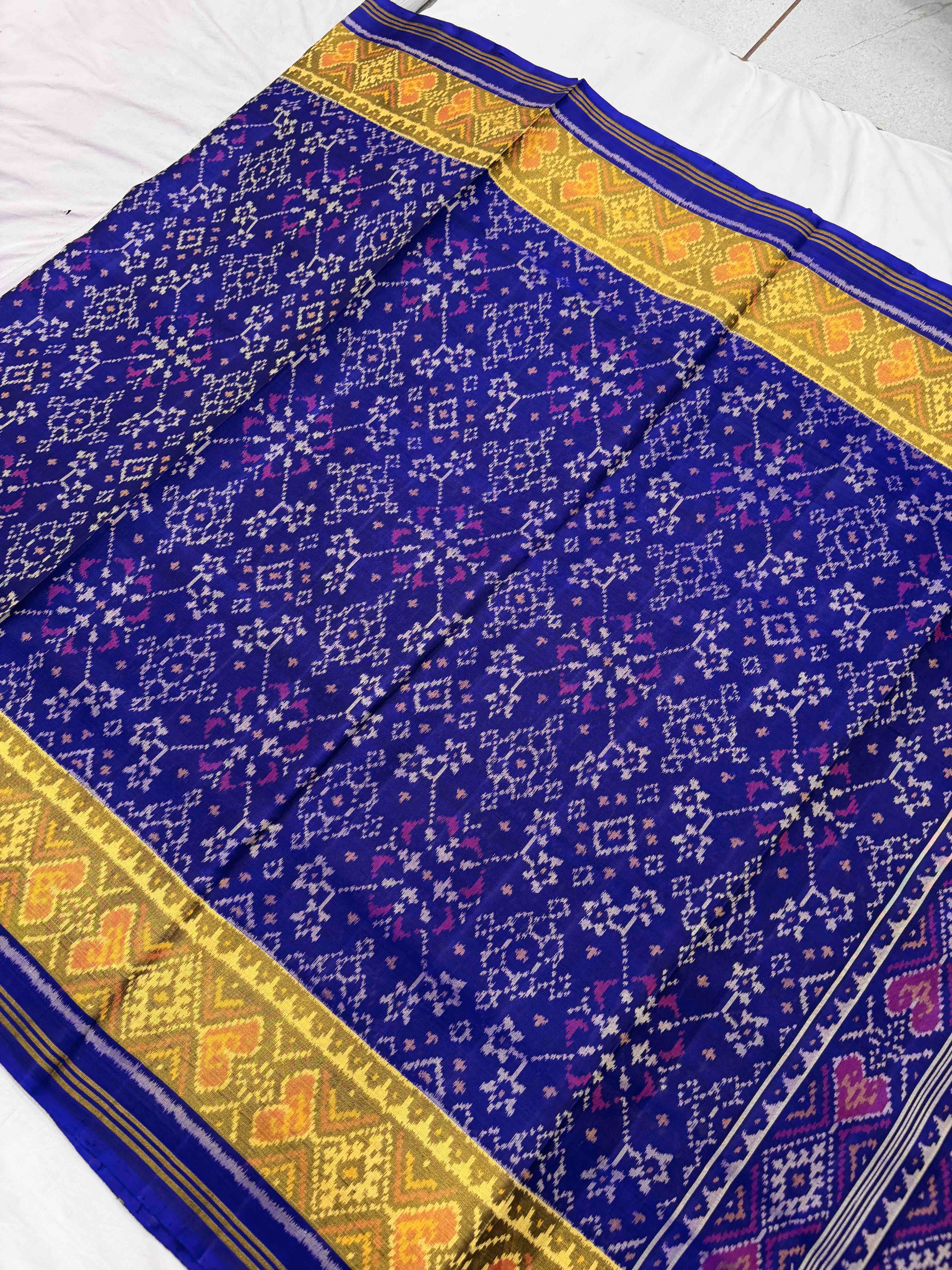Blue Navaratan Tissue Border Rajkoti Patola saree