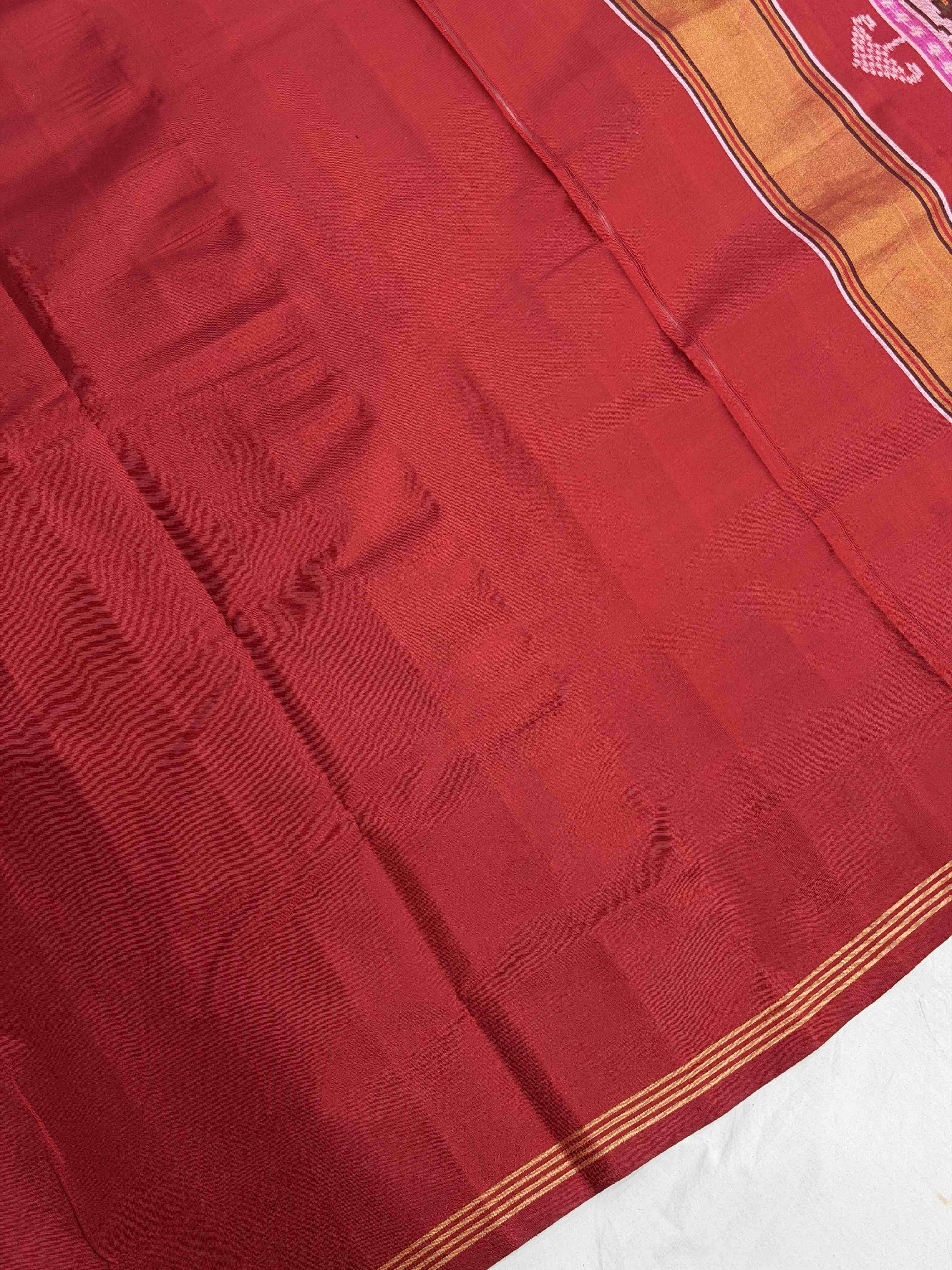 Red & multi narikunj Navaratan Single Ikat Patola