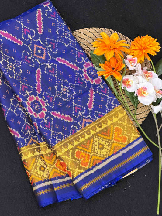Blue tissue border manekchawk Rajkot Patola Saree