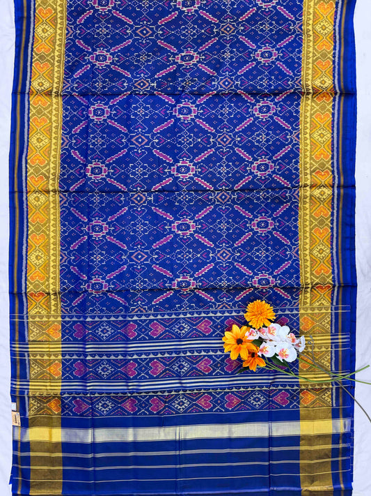 Blue tissue border manekchawk Rajkot Patola Saree