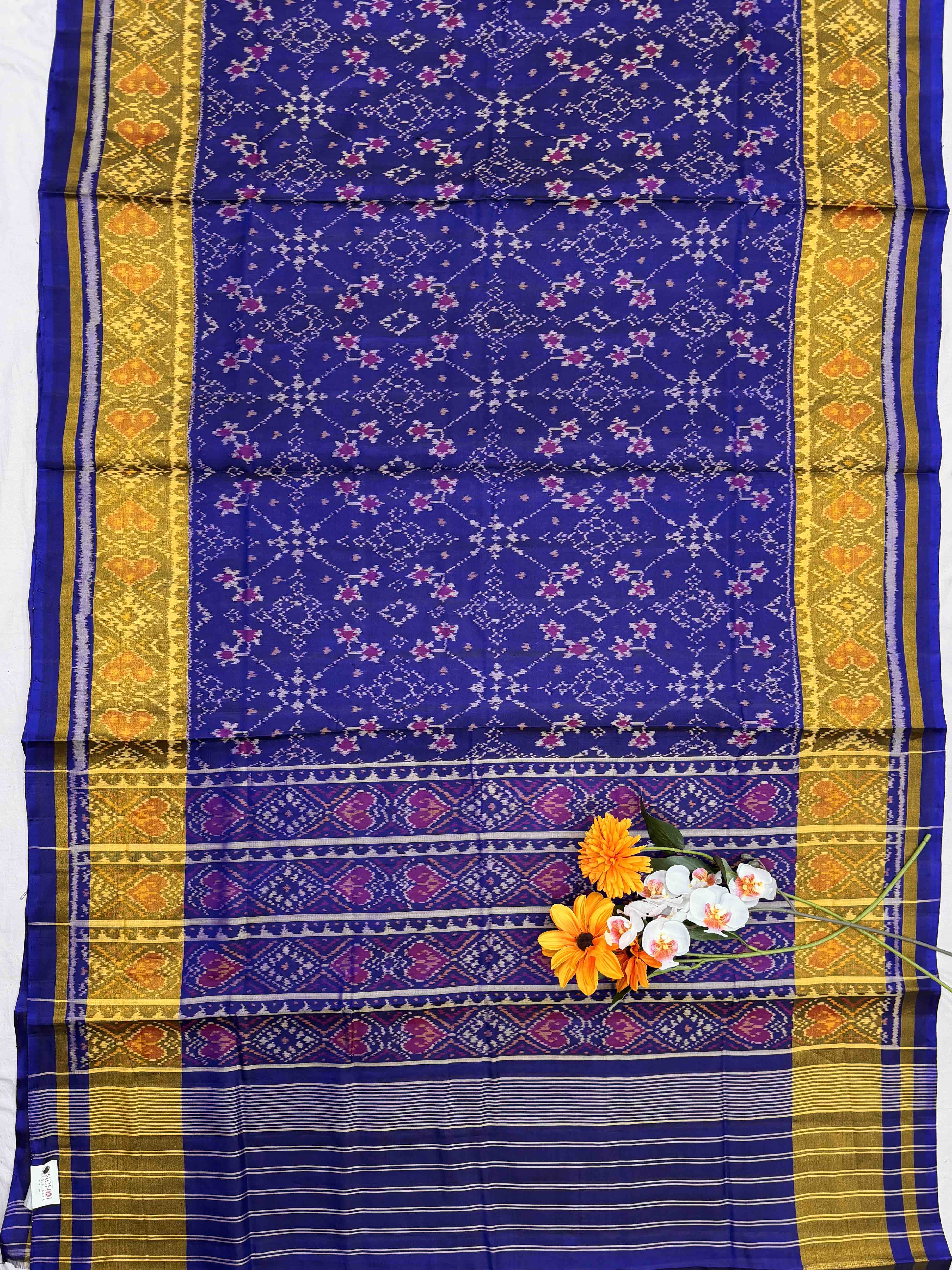 Blue Navaratan Tissue border Patola saree