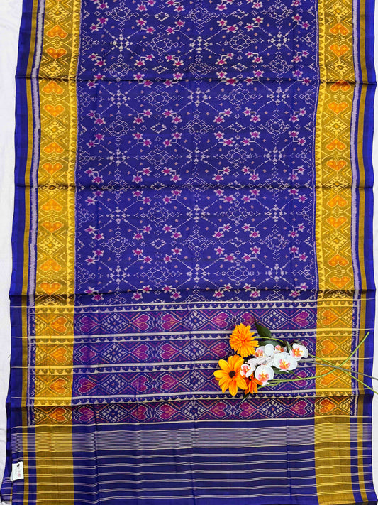 Blue Navaratan Tissue border Patola saree