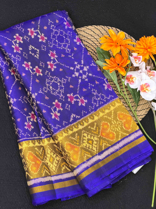 Blue Navaratan Tissue border Patola saree